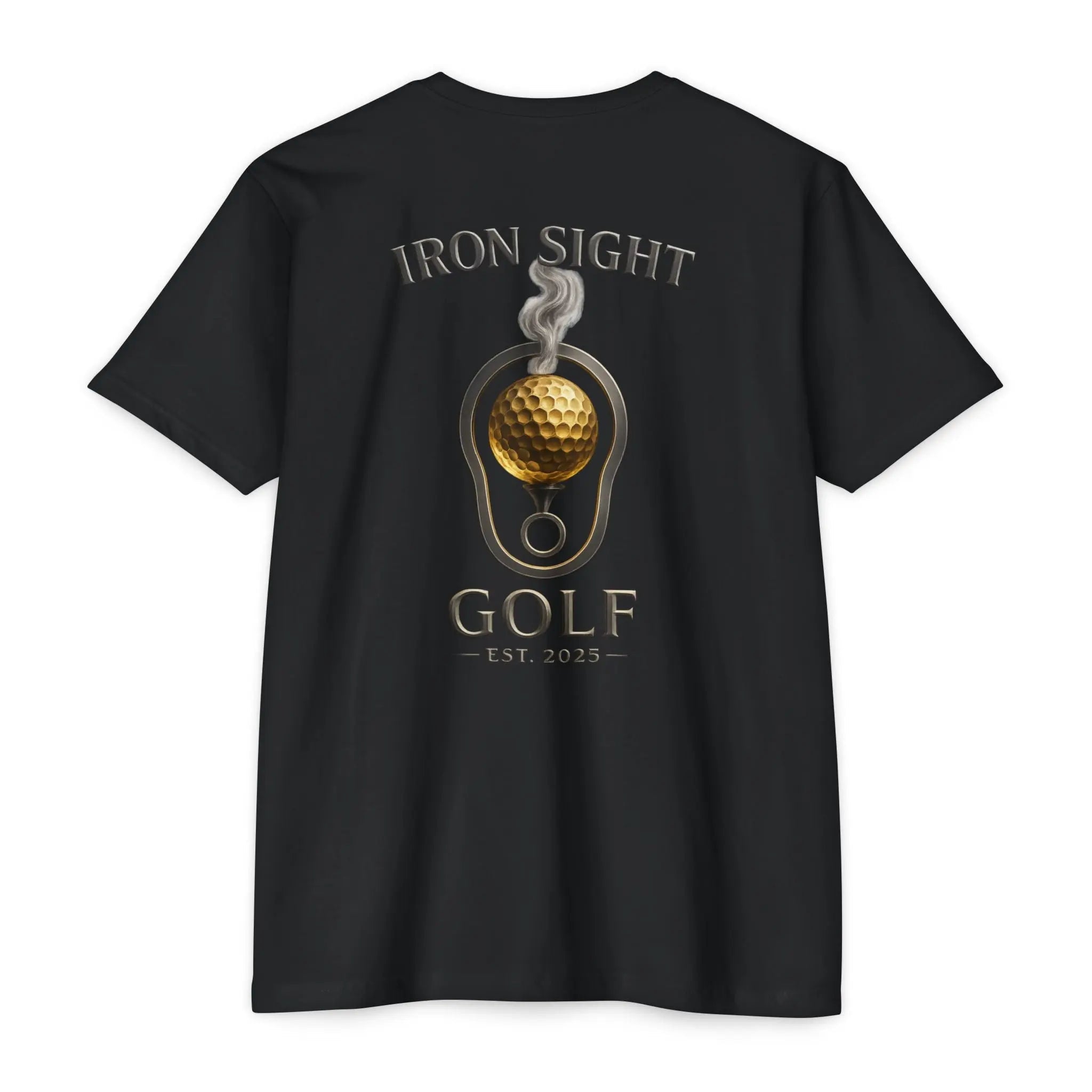 Iron Sight Golf T‑Shirt — Vintage Golf Ball & Iron Sight Logo