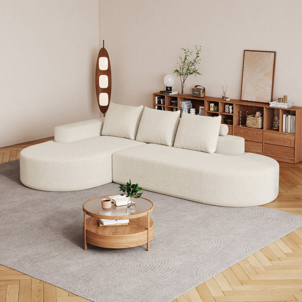 Modern Curved sofa ,Chenille Upholstered Sectional Sofa Couch Set,Modular 108.5' L Shaped Sectional Living Room Sofa Set With 3 Pillows,Free Combination Sofa Couch for Living Room,Bedroom