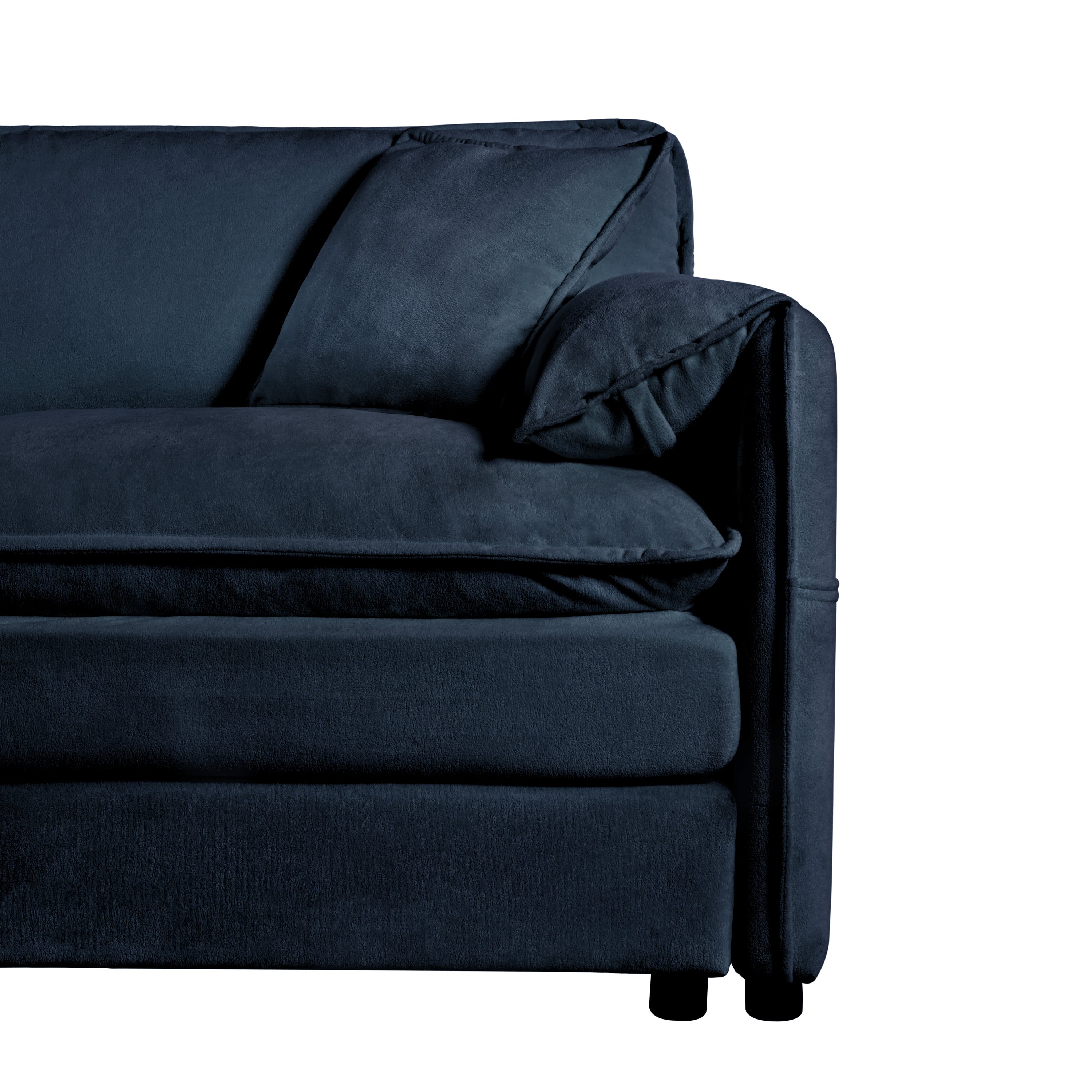 Deep Seat Sectional Cloud Sofa with 2 Ottomans & Soft Pillows, Loveseat Modular Couch for Living Room, Apartment,DIY Combination,Blue