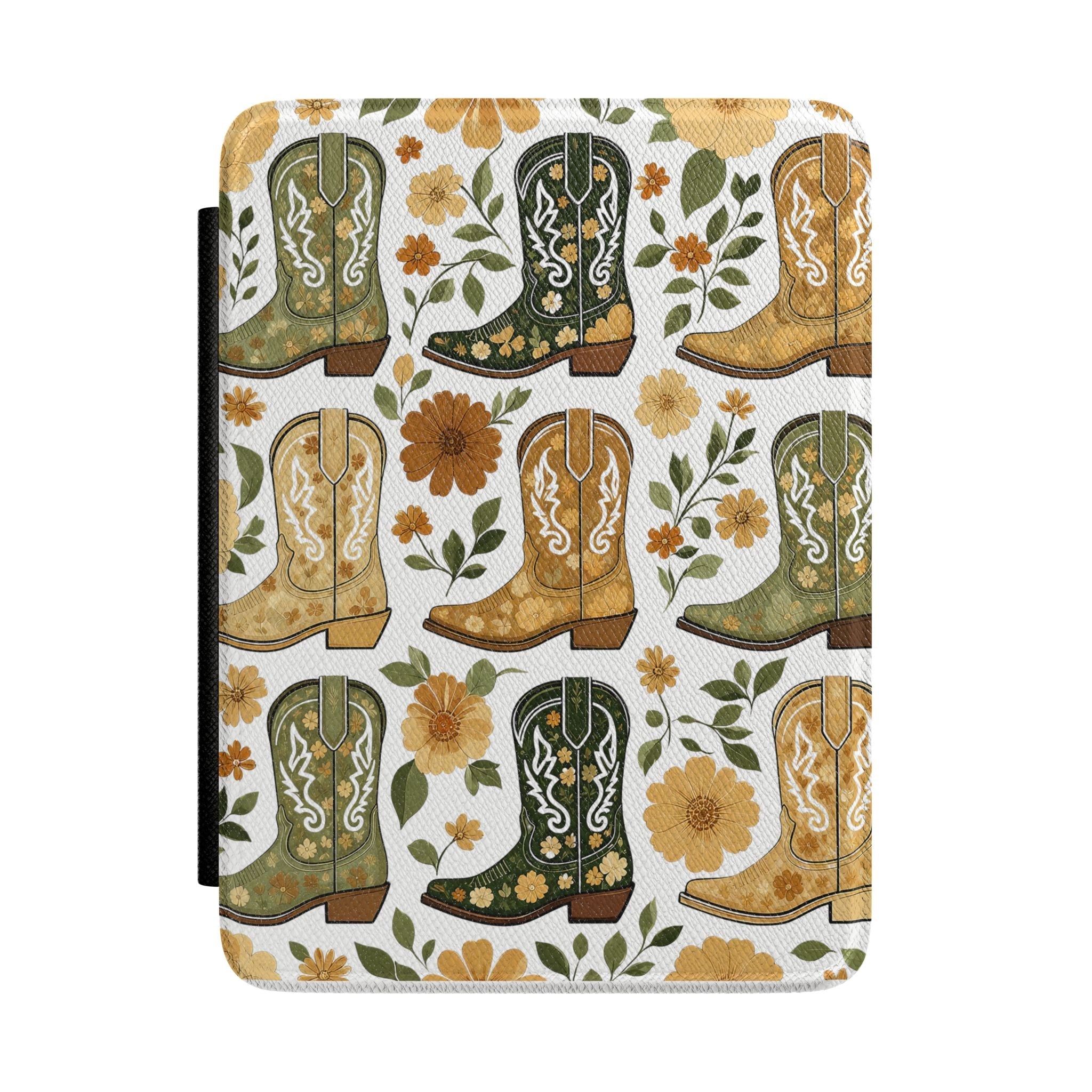 Yellow Green Cowgirl Boots Kindle Paperwhite Case | Western Print E-Reader Cover