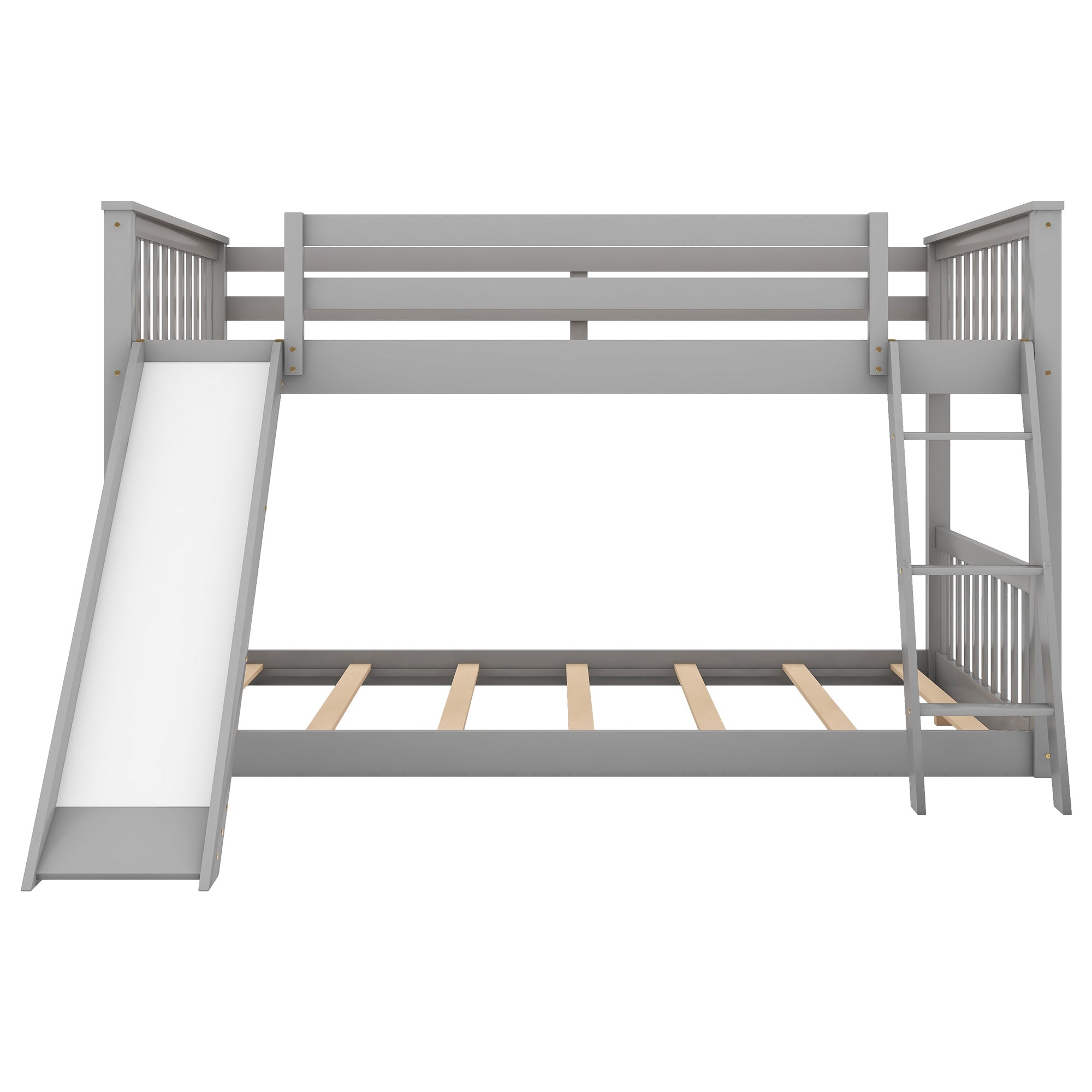 Full over Full Bunk Bed with Convertible Slide and Ladder, Gray(Old SKU: GX000708AAE)