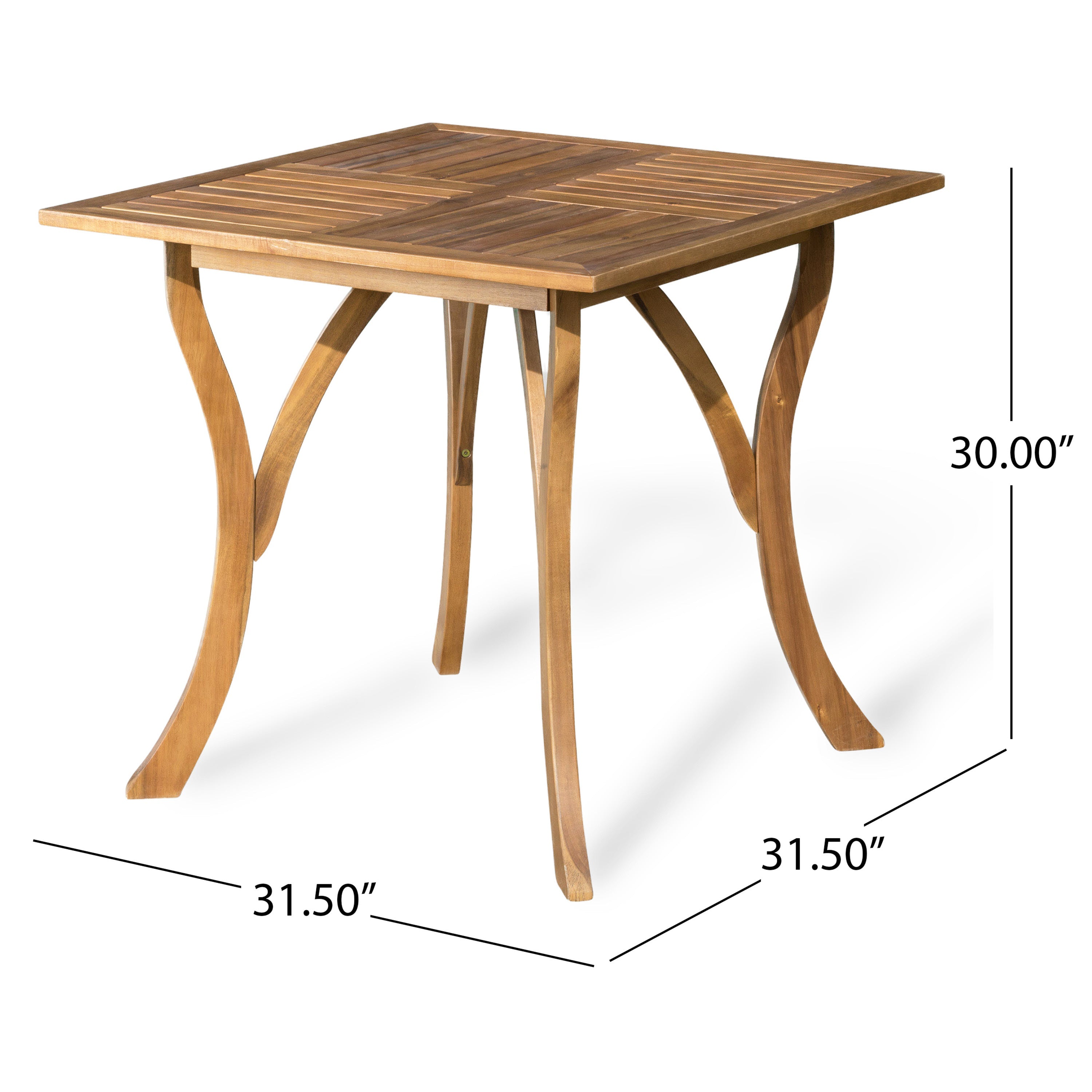 Outdoor Hermosa 5 Piece Wood Dining Set With Cushions, Teak Finish With Beige Cushion