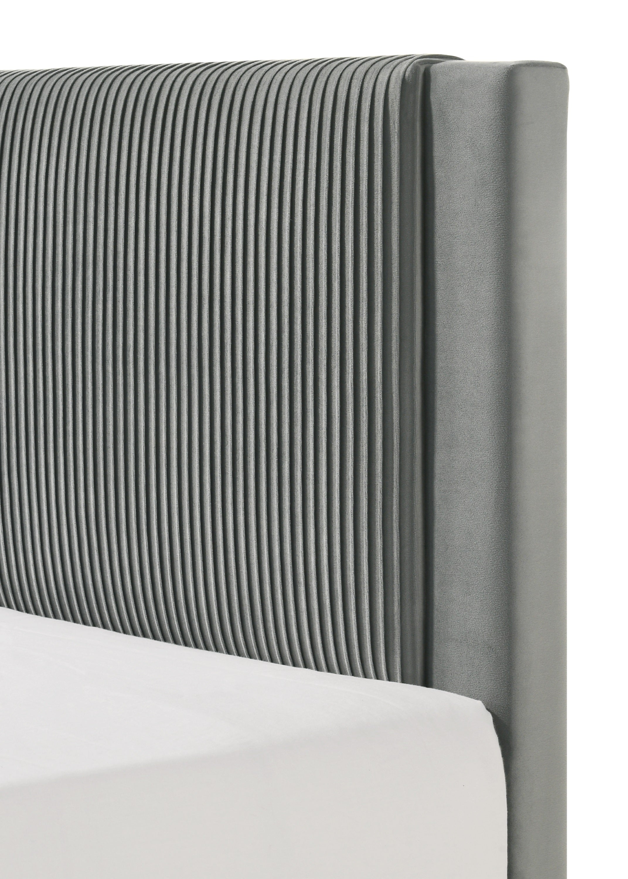 1pc Contemporary Plush Upholstered Headboard Ribbed Texture Low-profile Frame Unobtrusive Legs Youth Kids Twin Platform Bed Light Gray Bedroom Furniture