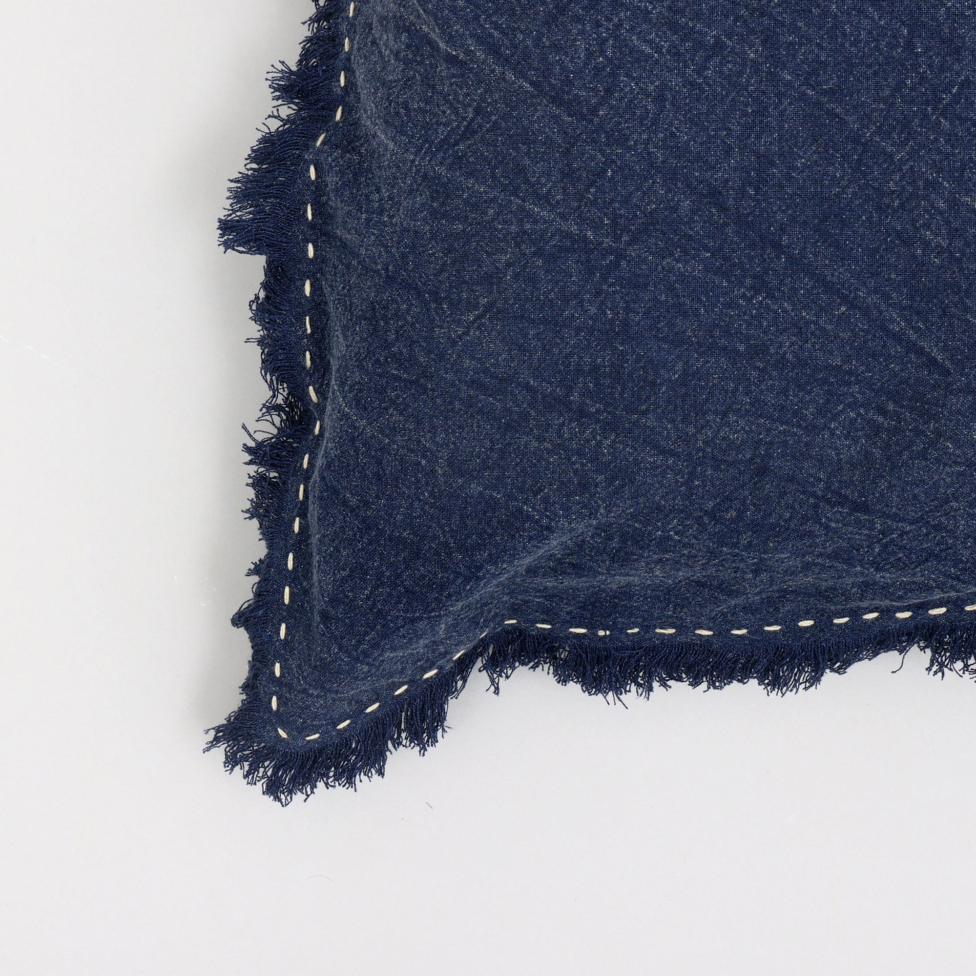 Stonewashed Linen Throw Pillow with Handworked Edges & Fringe -22X22'