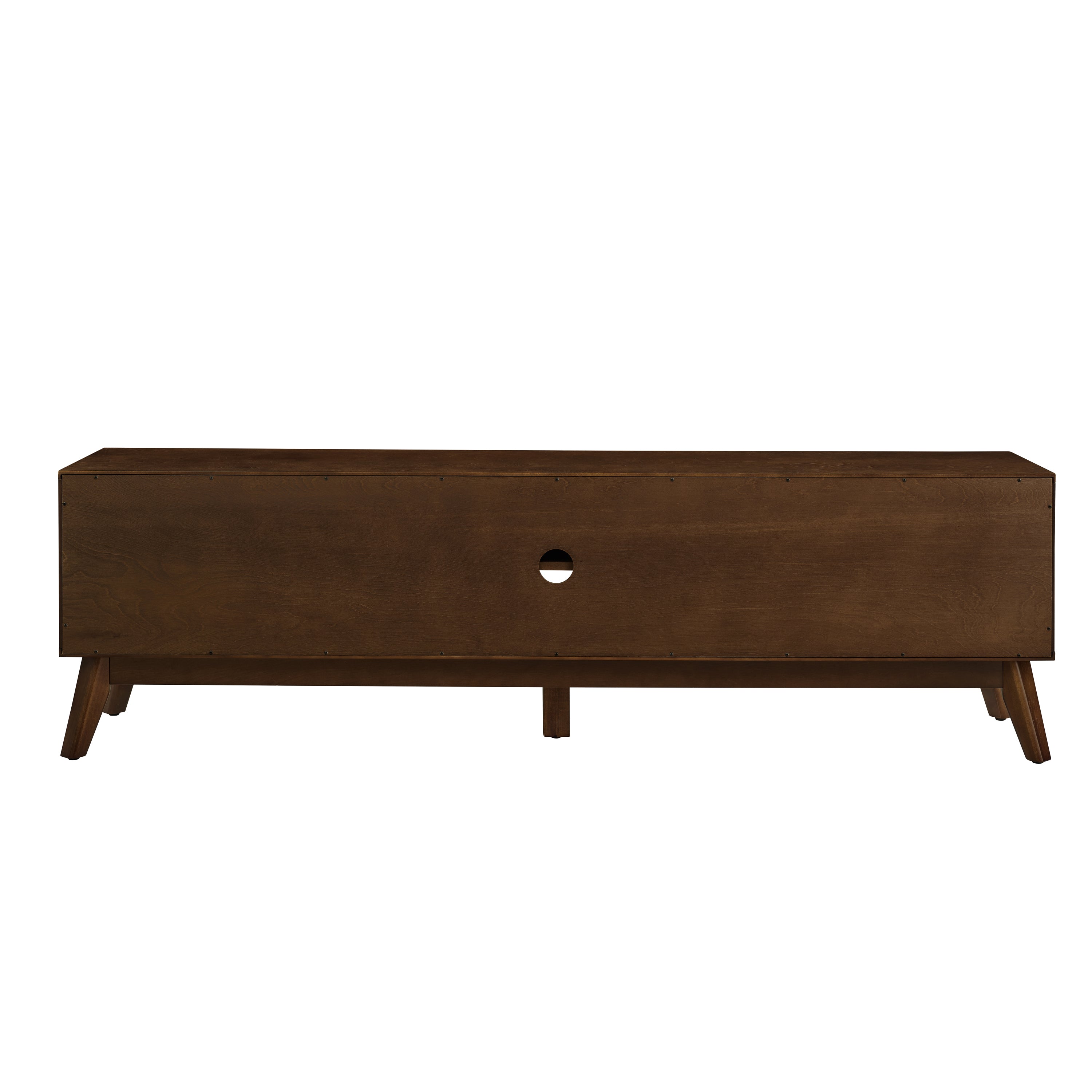 67.9 Inch Mid Century Modern Rattan TV Stand for TVs up to 75', Entertainment Cabinet, Media Console for Living Room Media Room, Solid Wood Feet & Rattan Cabinet Doors - Walnut