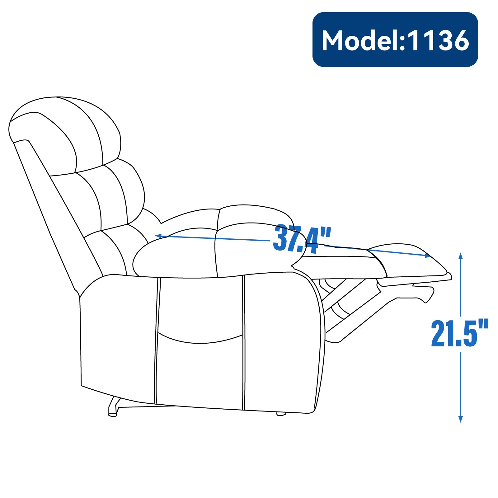 23' Seat Width and High Back Large Size Blue Grey Chenille Power Lift Recliner Chair with 8-Point Vibration Massage and Lumbar Heating