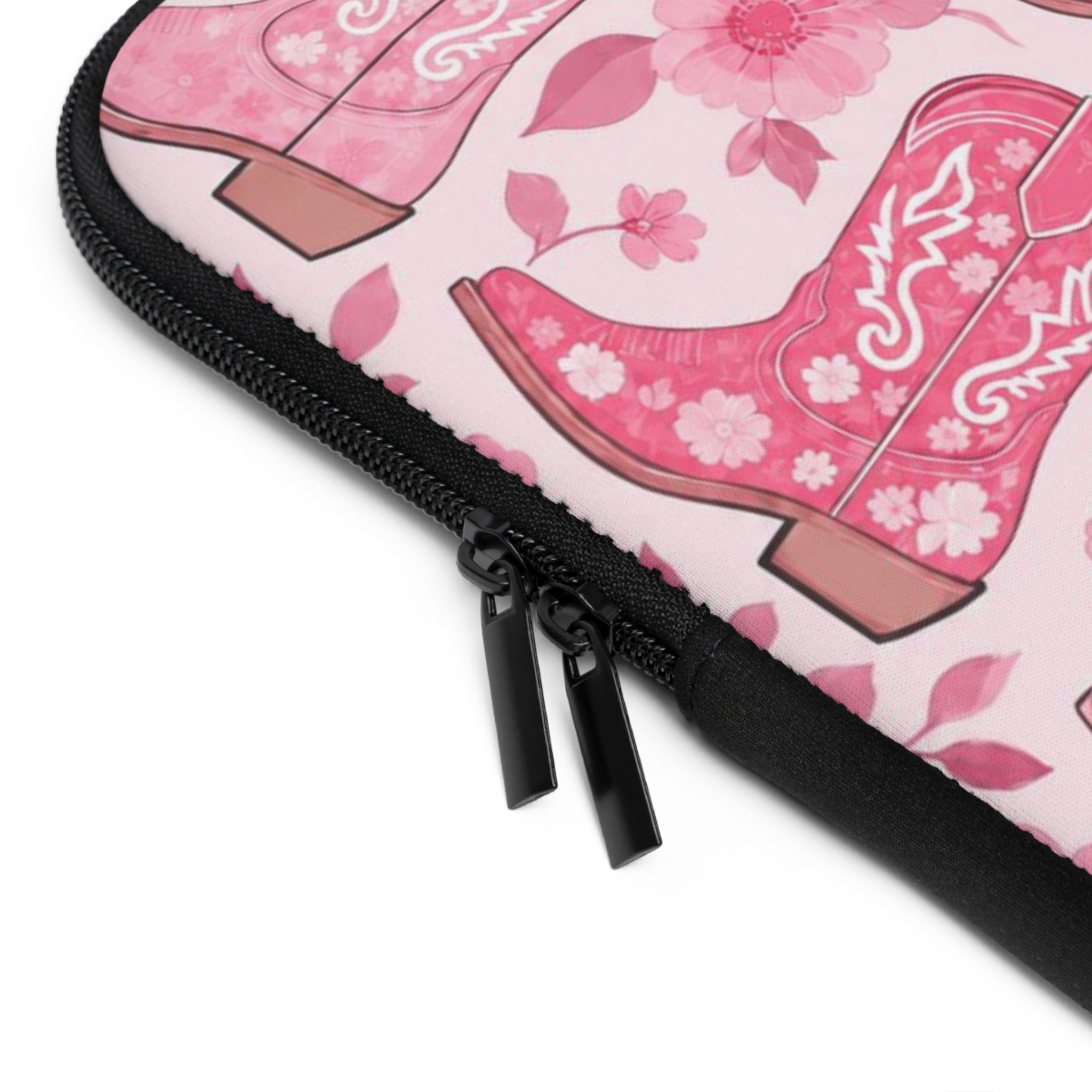 Pink Cowboy Boot Laptop Sleeve | Western Floral Tech Cover for Women