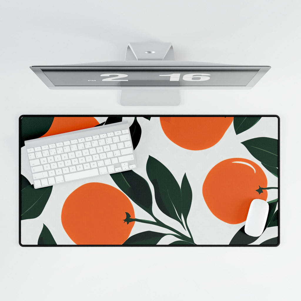 Orange Citrus Desk Mat | Retro Mediterranean Botanical Mouse Pad