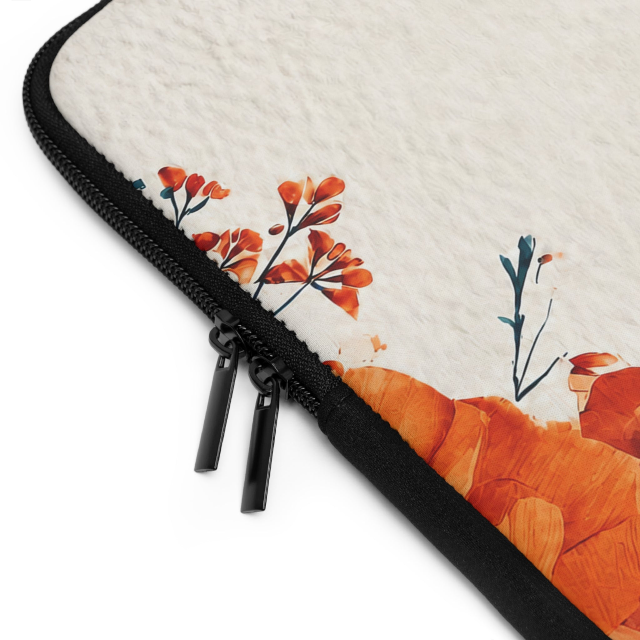 Orange Poppy Laptop Sleeve | Vibrant Watercolor Botanical Tech Cover