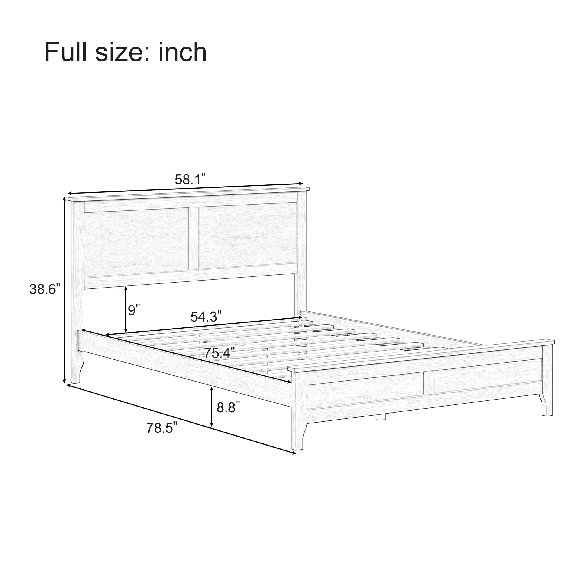 Modern White Solid Wood Full Platform Bed (old sku:WF315100AAK)