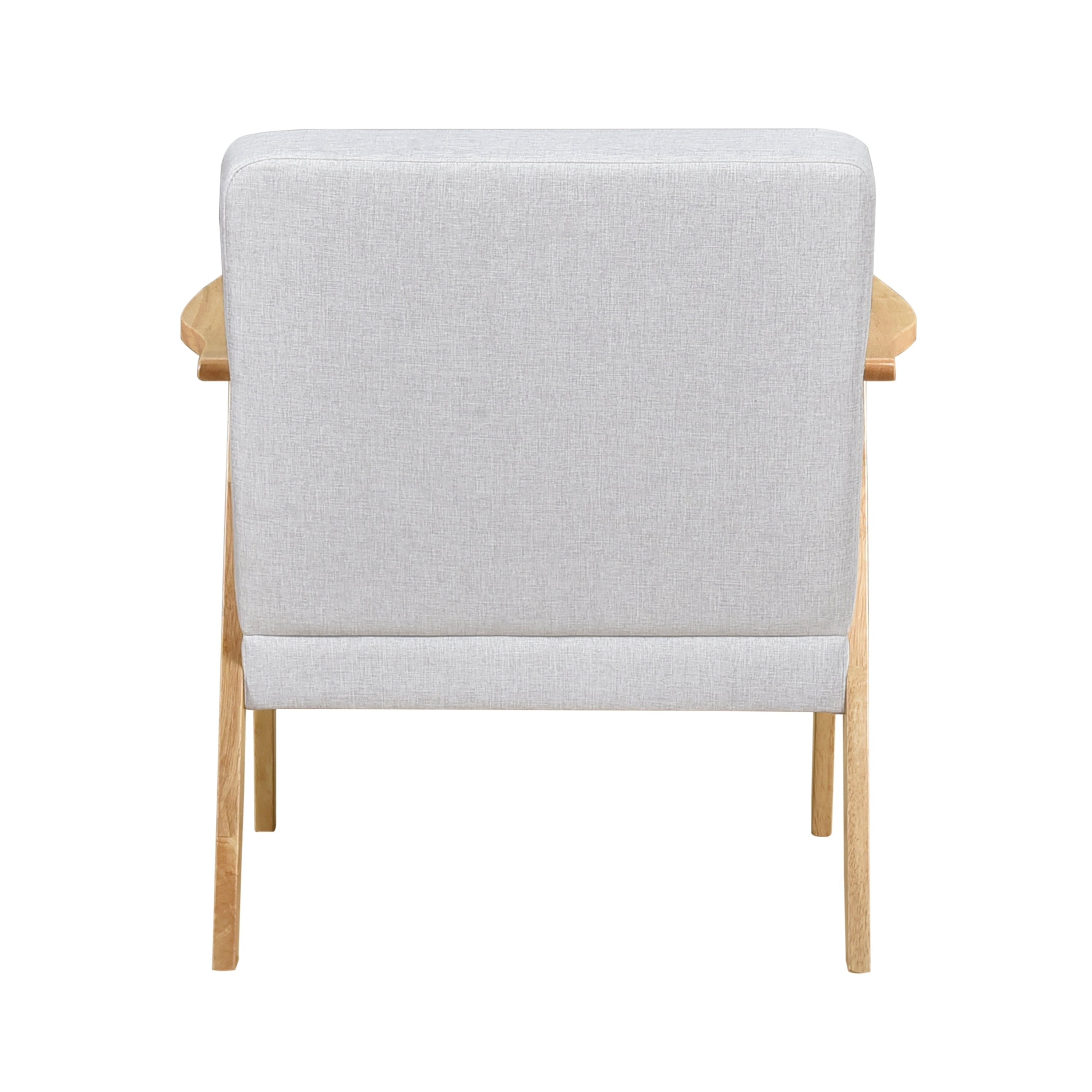 Modern Home Furniture Gray Fabric Upholstery 1pc Accent Chair Solid Rubberwood Natural Finish Contemporary Cushion Seat