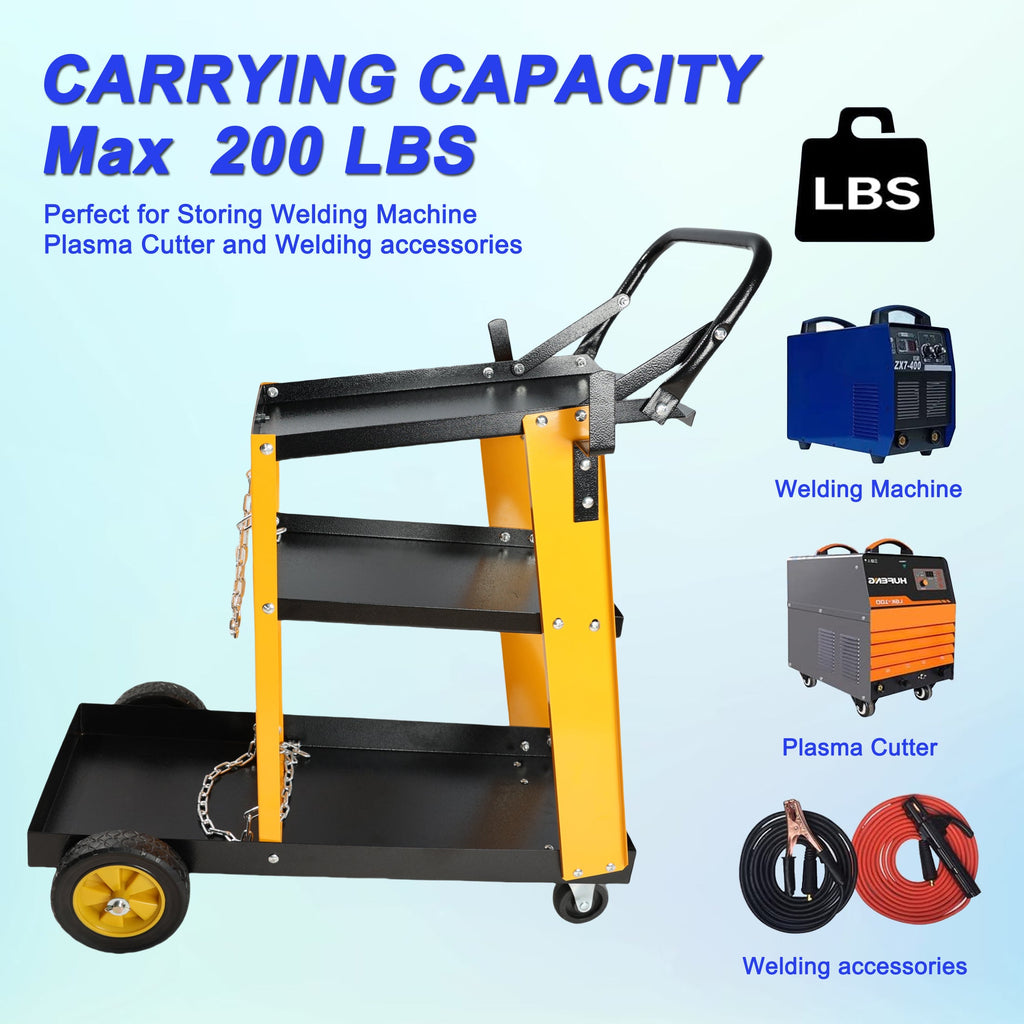 Multi Function 3 tier Welding Cart. gas bottle and accessory storage.Welding Heavy Duty  Cart for Tig Mig Welder and Plasma Cutter  with Upgrade Handles and Increase Storage Space Tank Storage