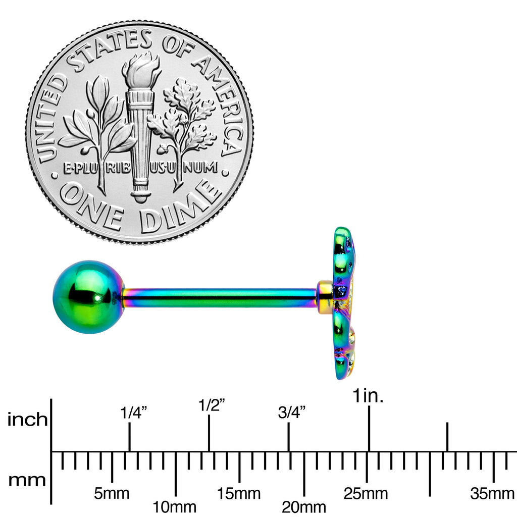 Rainbow Titanium Anodized 3-D Dragon  Barbell Tongue Ring