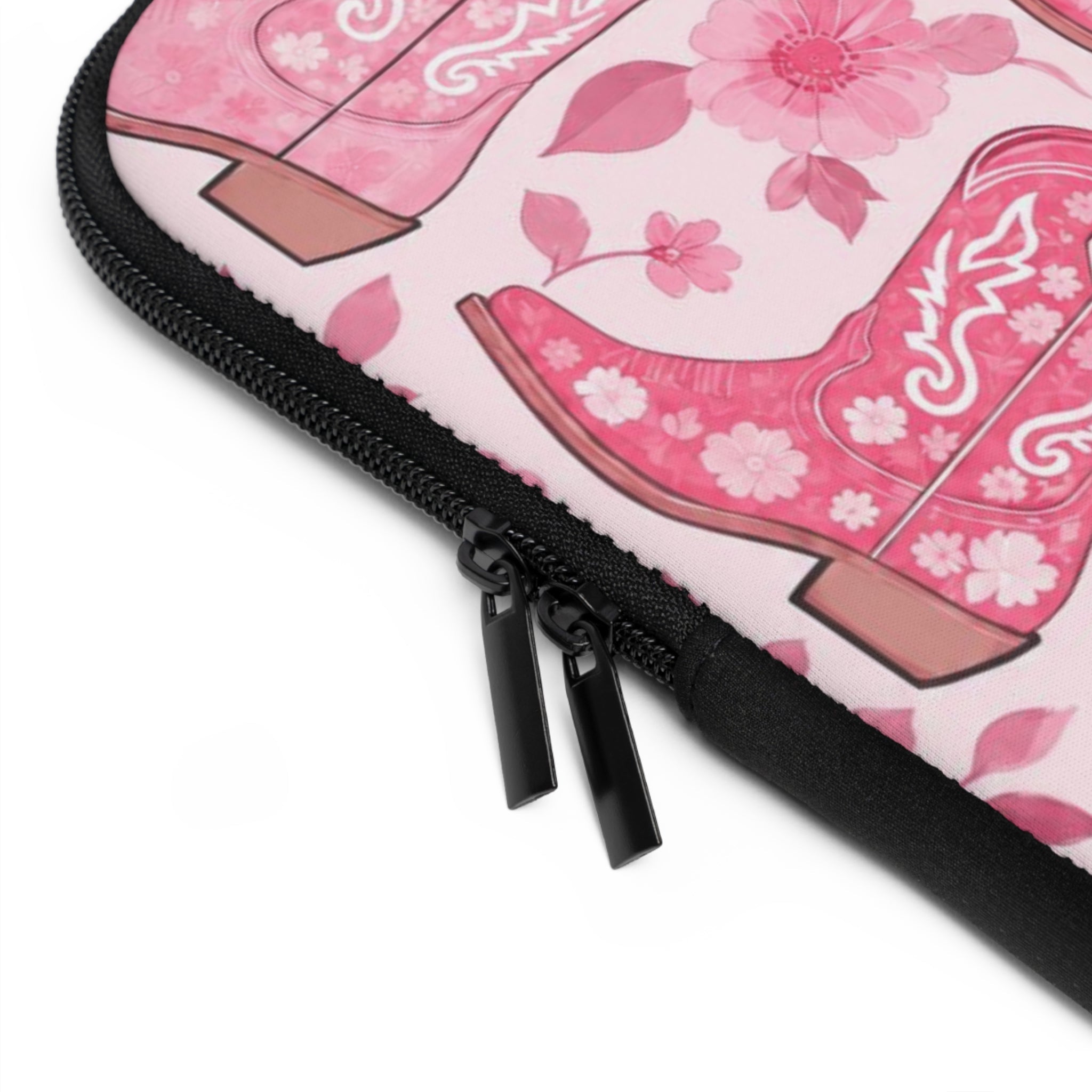 Pink Cowboy Boot Laptop Sleeve | Western Floral Tech Cover for Women