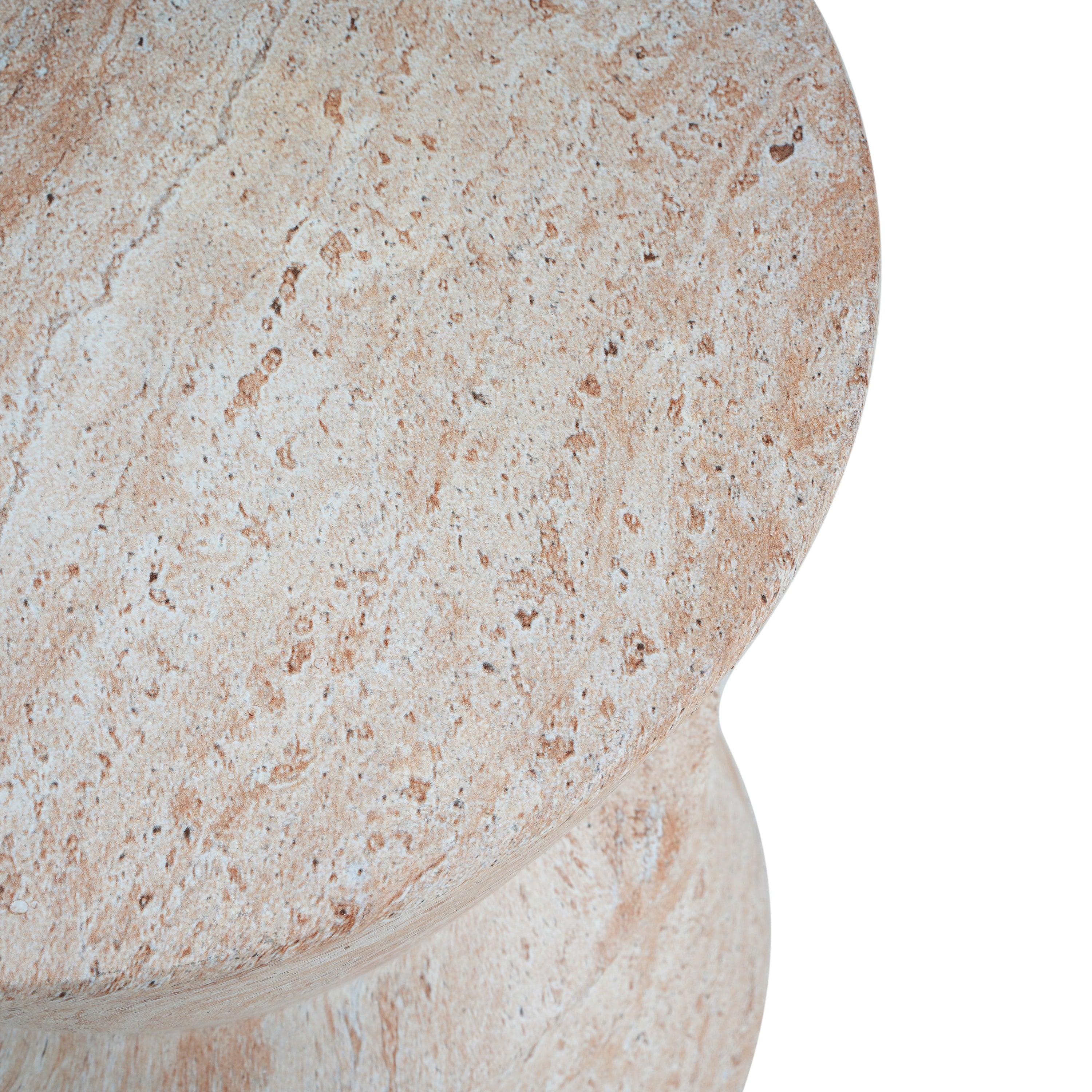 Outdoor/Indoor Lightweight Concrete Side Table with Travertine Finish, Beige, 15.5x15.5x18 inches