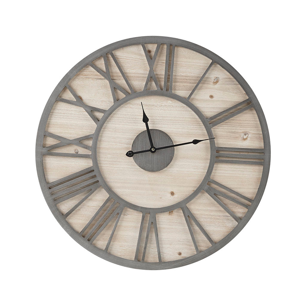 23.6' Wood Wall Clock Natural/Grey See below
