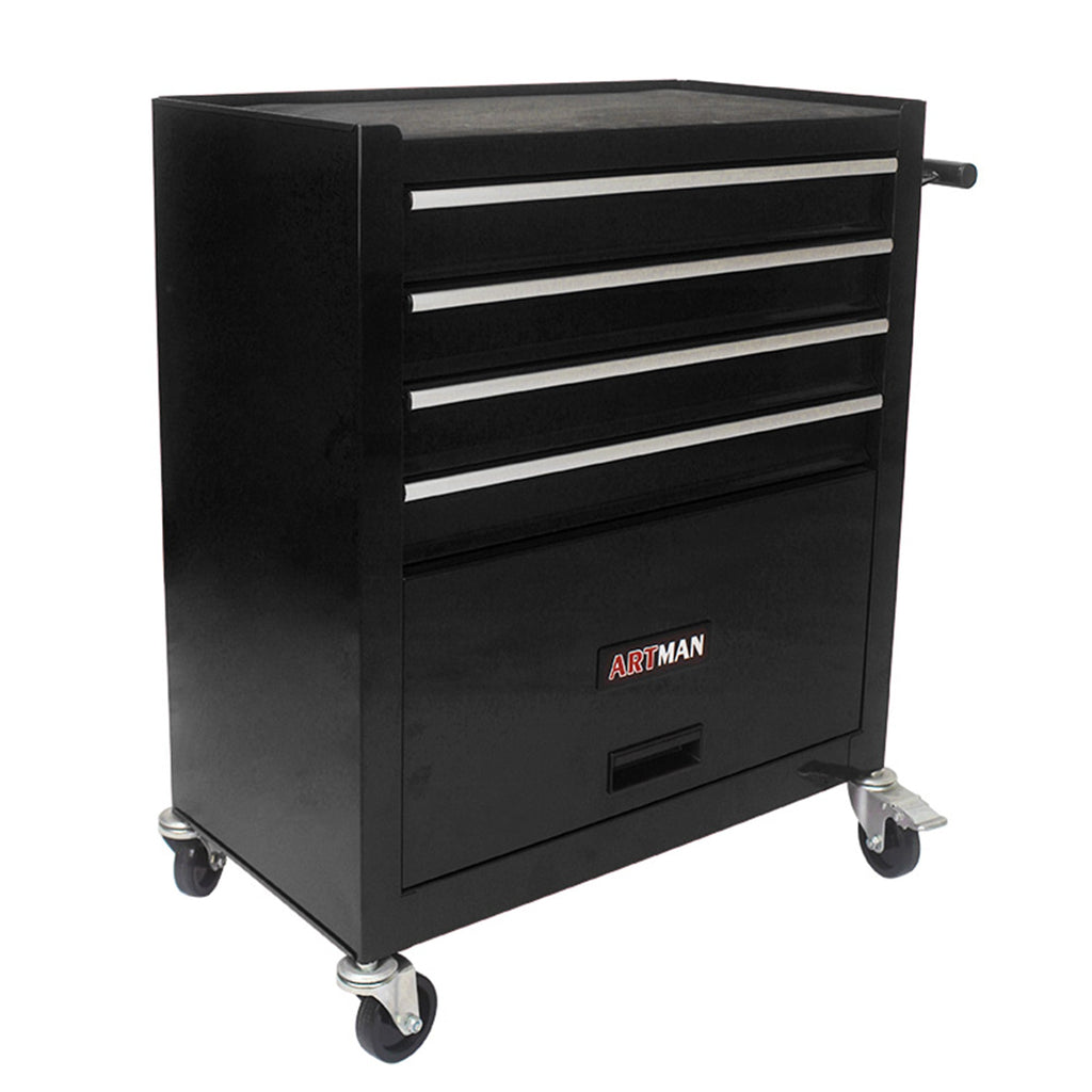 4 DRAWERS MULTIFUNCTIONAL TOOL CART WITH WHEELS-BLACK