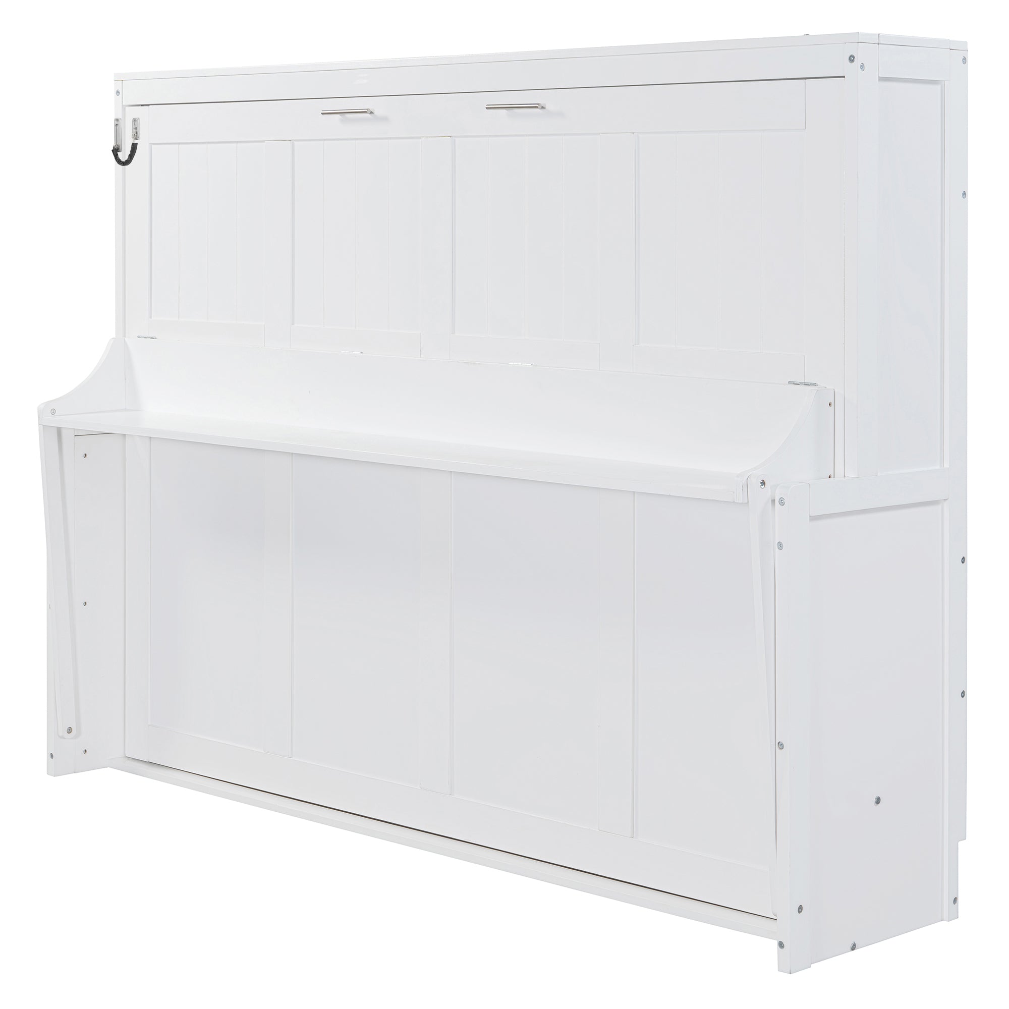 Queen Size Murphy Bed with Hydraulic Lift & Desk Design, White(OLD SKU: N820S00033K)