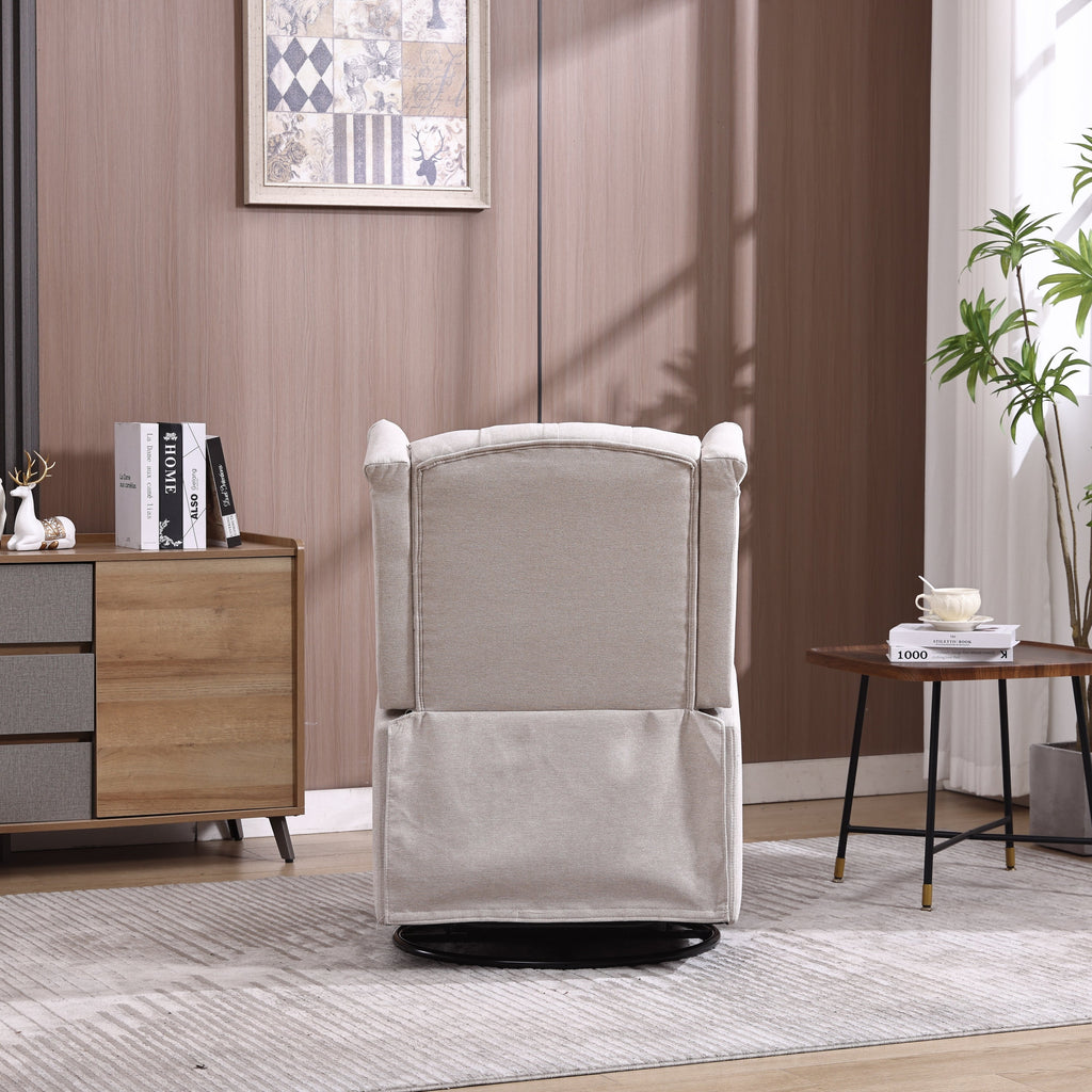 COOLMORE Rocking Recliner Chair,360 Degree Swivel Nursery Rocking Chair,Glider Chair,Modern Small Rocking Swivel Recliner Chair for Bedroom,Living Room Chair Home Theater Seat (Beige)