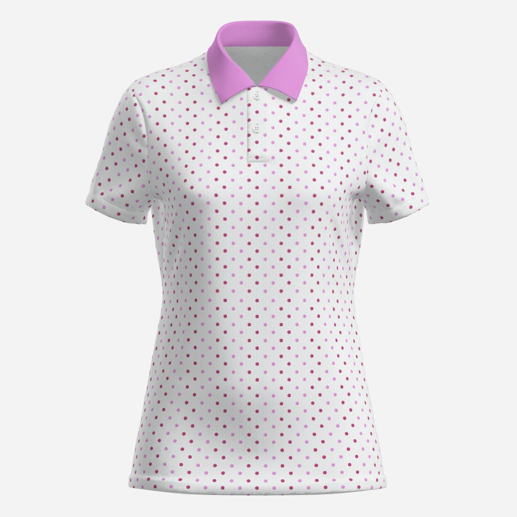 Women's Pink Polka Dot Performance Golf Polo