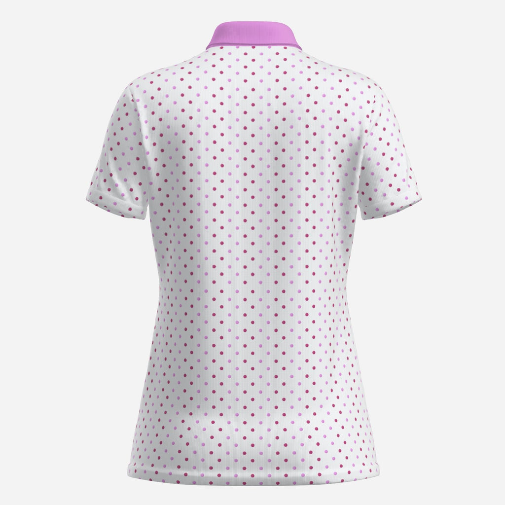 Women's Pink Polka Dot Performance Golf Polo