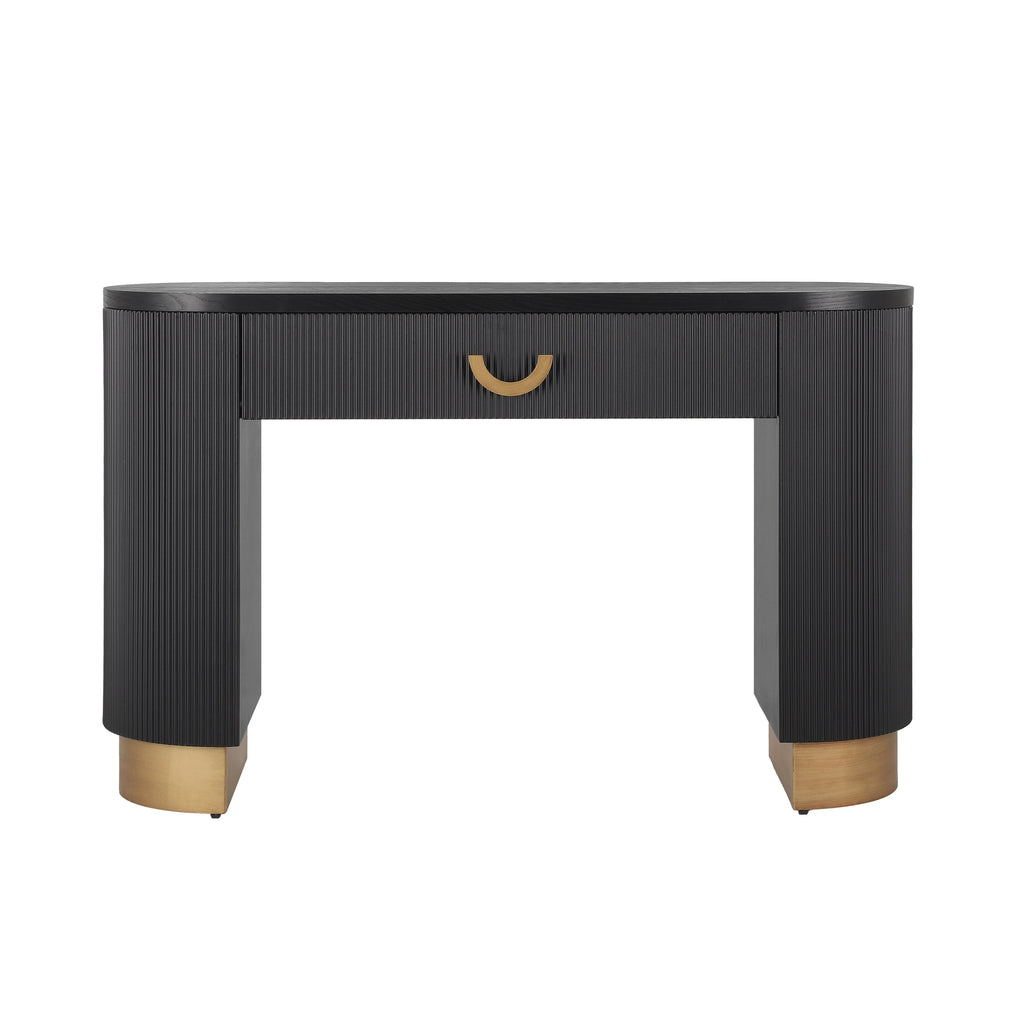 Mirod Modern Console Table with Vertical Ribbed Design, Compact Storage with Functional Drawer