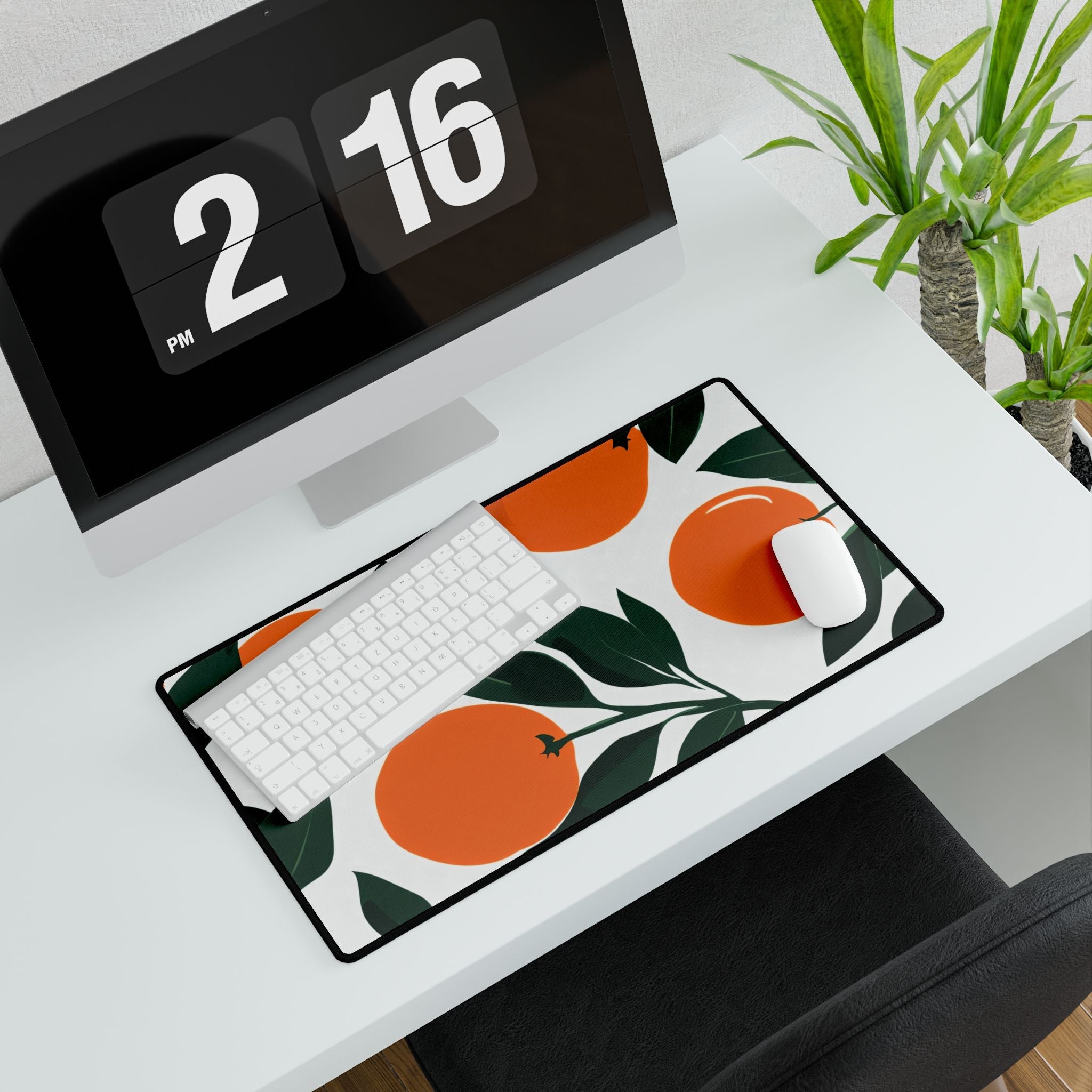 Orange Citrus Desk Mat | Retro Mediterranean Botanical Mouse Pad