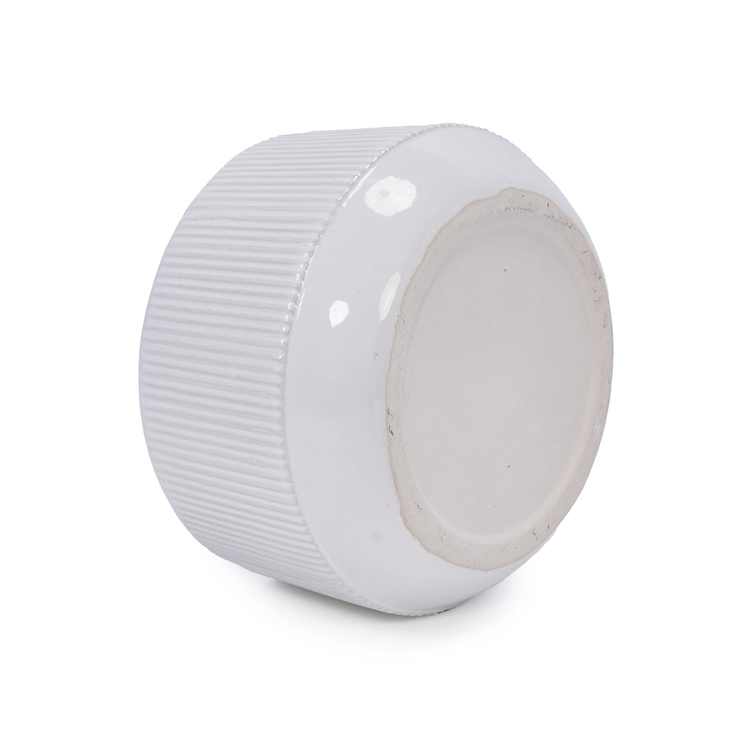2 Pieces Ceramic Flowerpot, Modern Planter for Patio, Garden or Windowsills - Gloss White