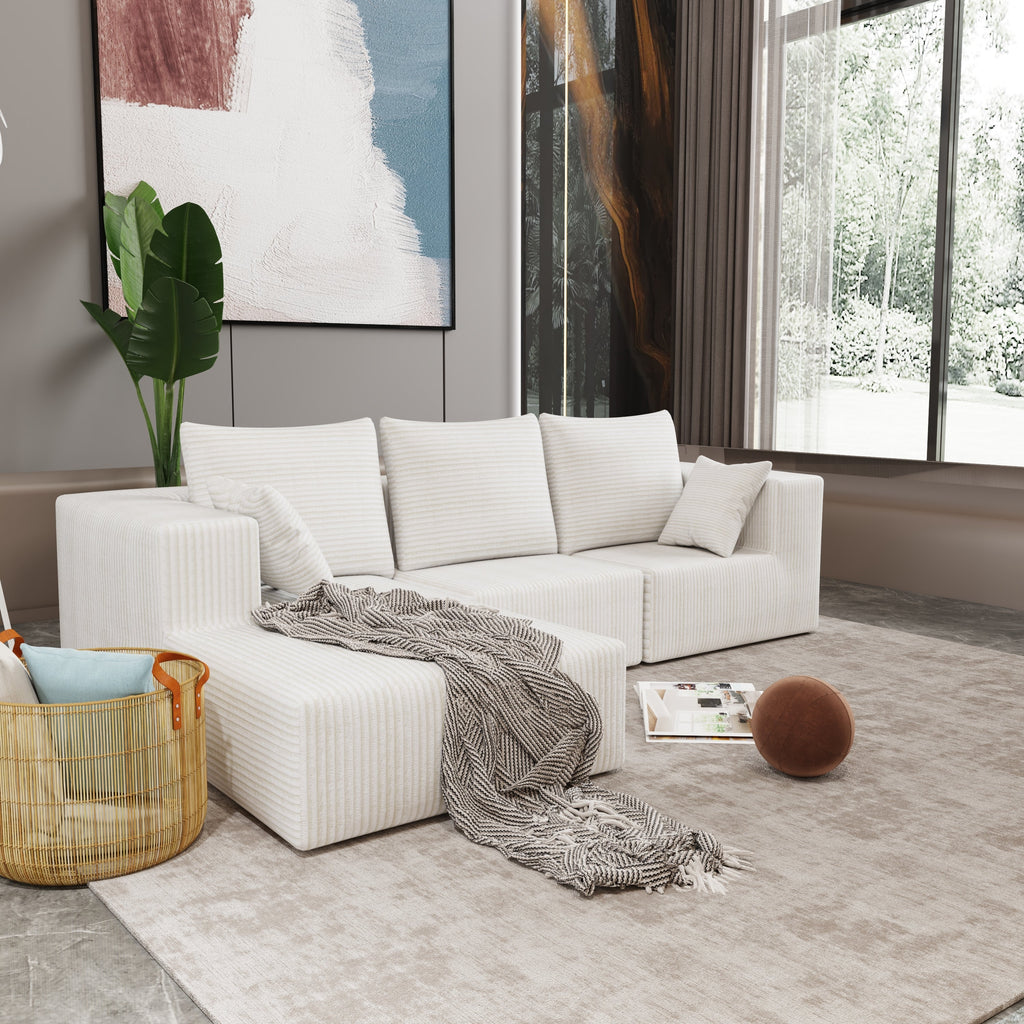 Corner combination sofa, sectional sofa ,couch sofa,sofa bed, made of high-density sponge and soft plush fabric, with multiple combinations available(beige)