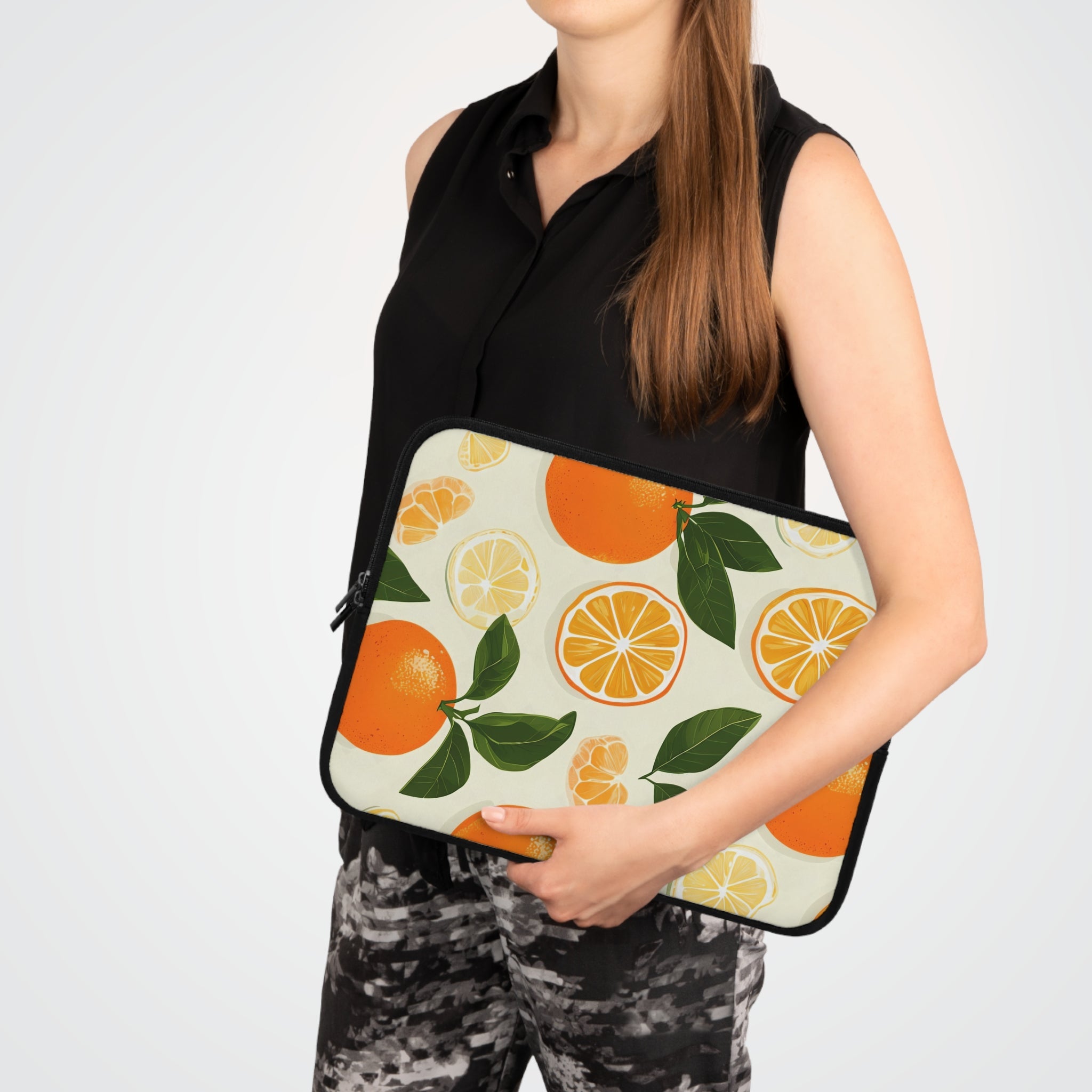 Citrus Oranges Laptop Sleeve | Hand-Painted Vintage Fruit Tech Cover