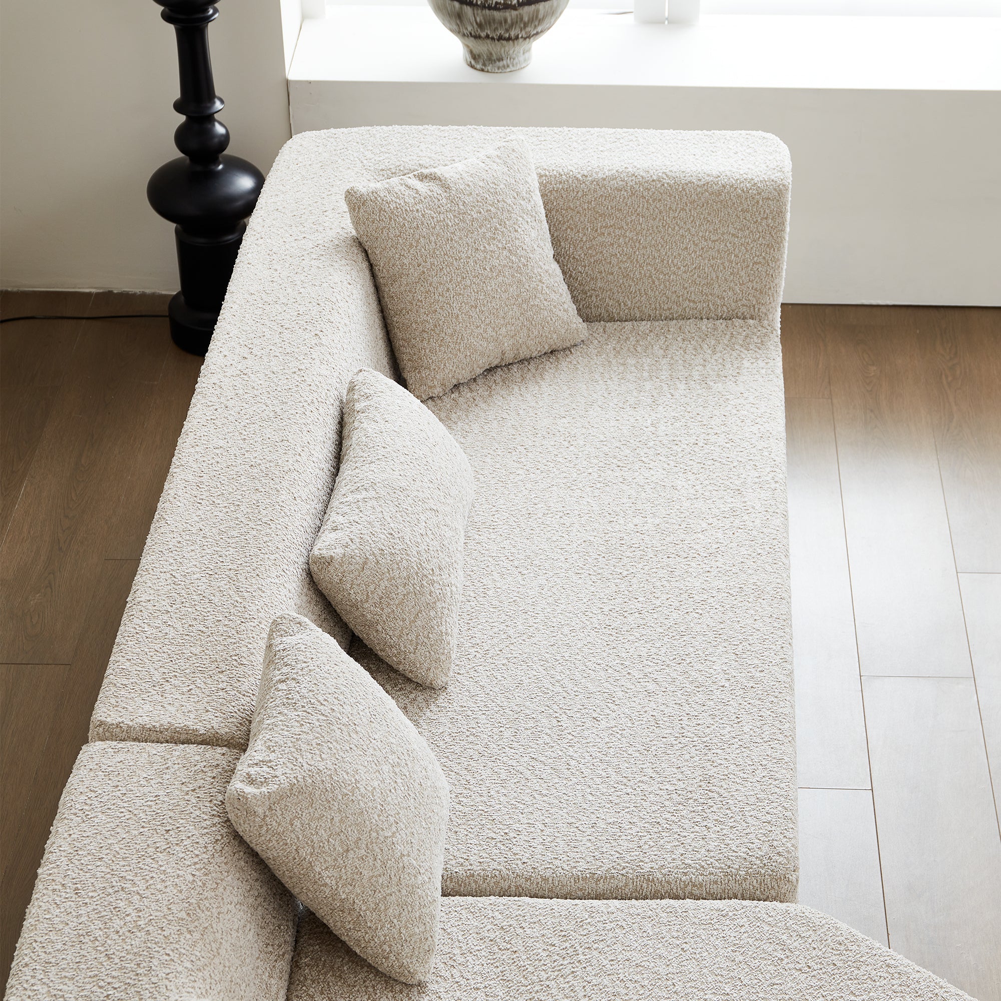127.5'' Modern Minimalist Sofa With Deep Seat,No Assembly Needed