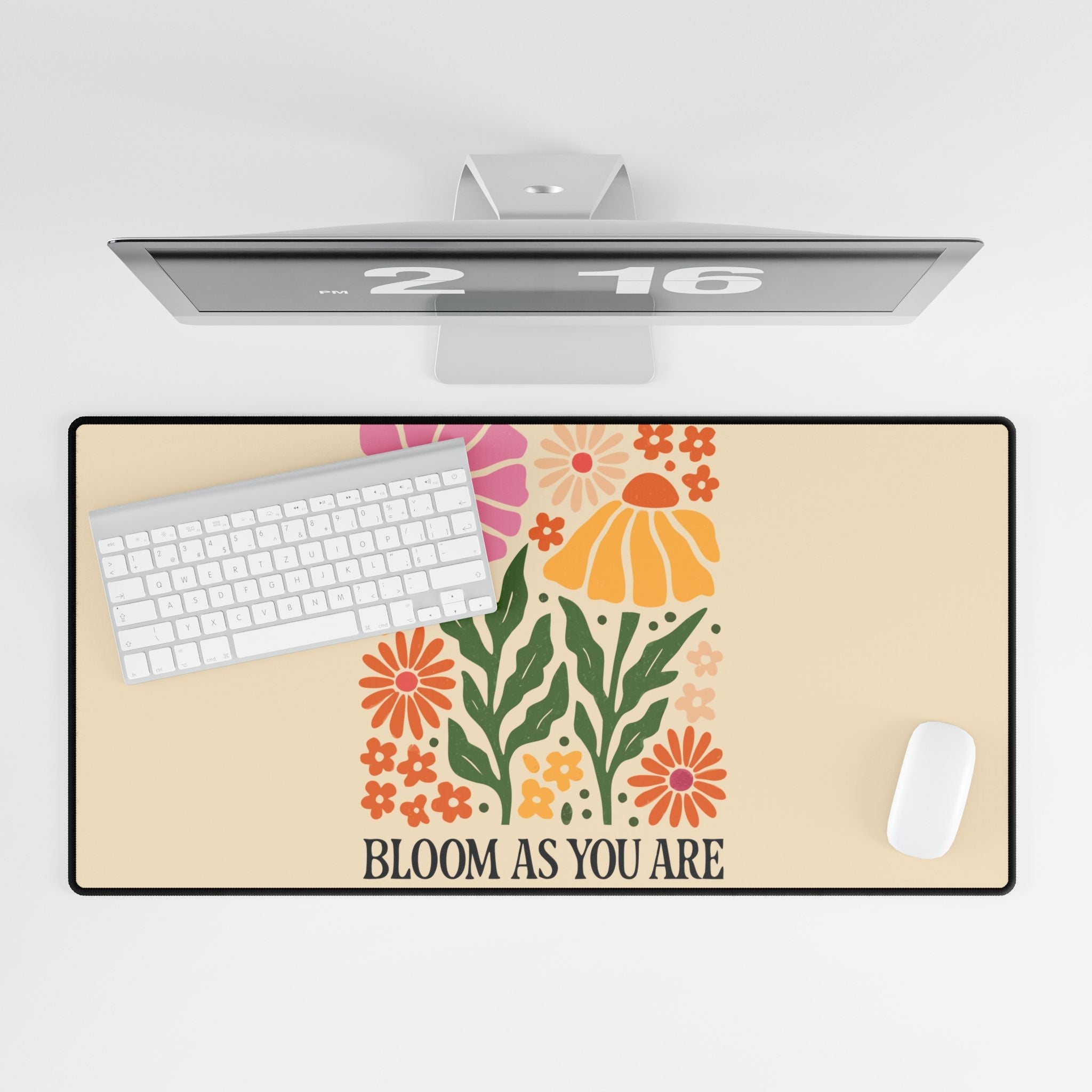 Bloom As You Are Floral Desk Mat | Earthy Botanical Mouse Pad for Cozy Workspaces