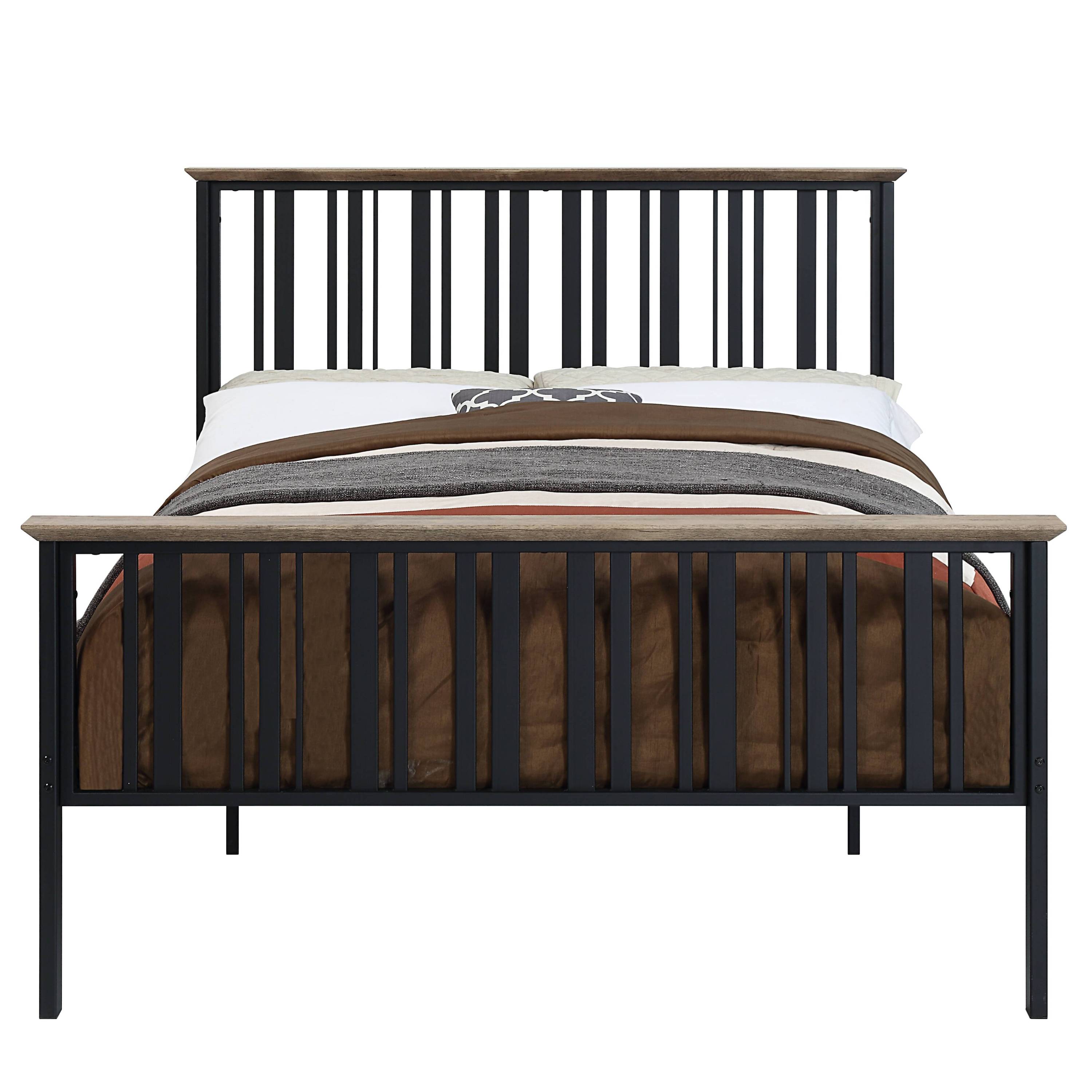 Zudora  Antique Oak & Black Finish Full Bed
