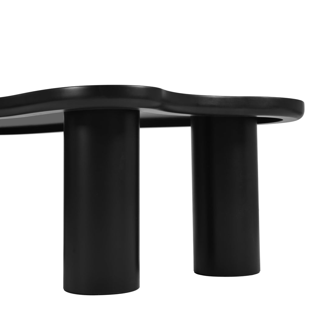 ON-TREND 44'' x 25.9'' Easy Assembly Cloud Coffee Table with 1.5'' Thick Tabletop, Cream Style Irregular End Table with 3 Sturdy Legs, Sleek Center Table with Round Edge for Living Room, Black
