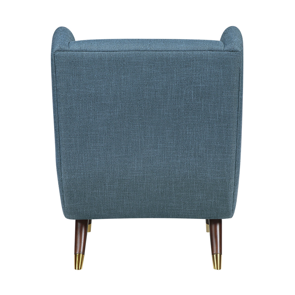 Modern Wingback Upholstered Blue Accent Chair 1pc Solid Wood Sleek Design Luxury Furniture