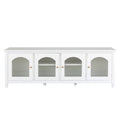 Antique White Stylish TV Cabinet Entertainment Center with Solid Wood Frame and Changhong Glass Door