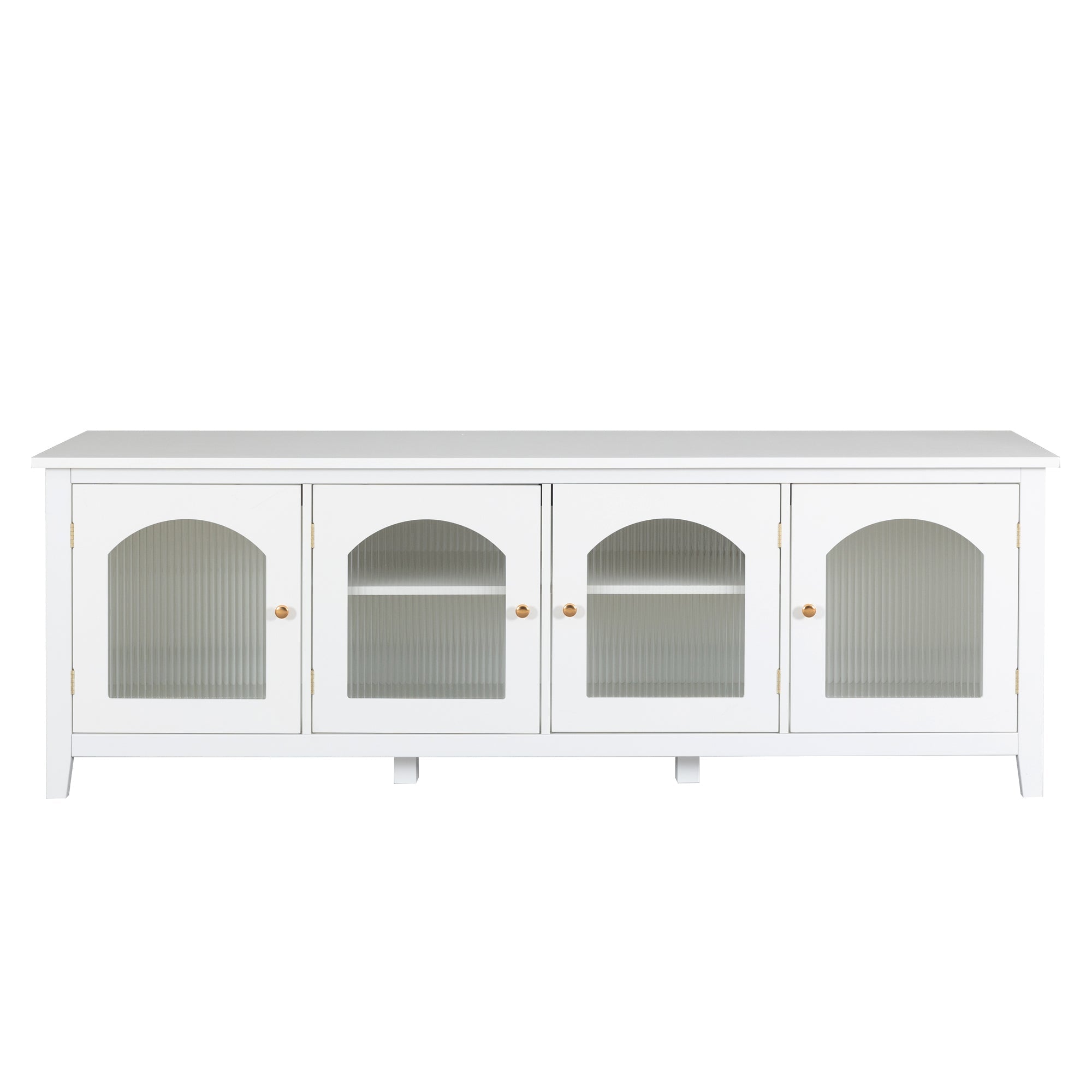 Antique White Stylish TV Cabinet Entertainment Center with Solid Wood Frame and Changhong Glass Door