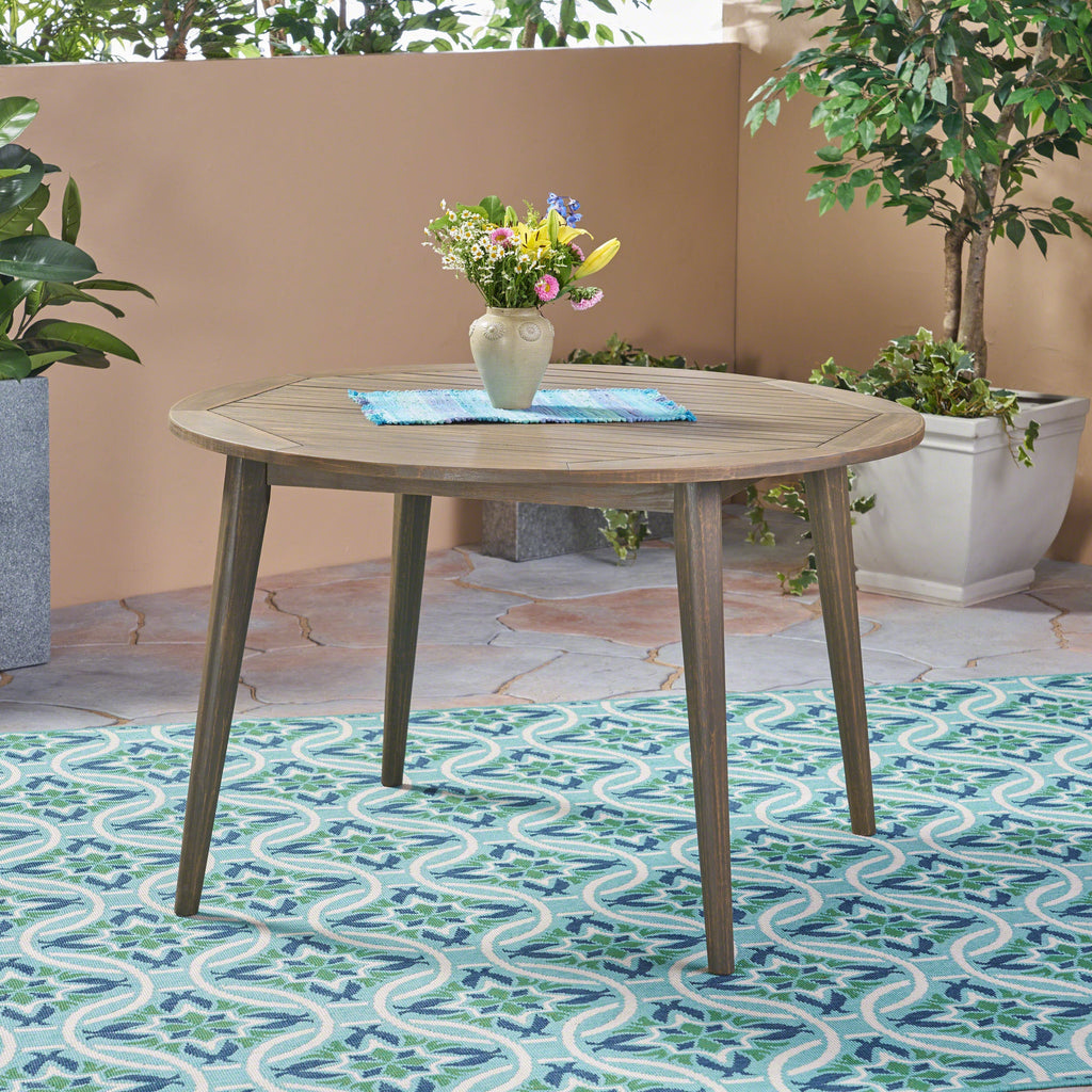 STAMFORD 47 Outdoor Dining Table Modern Design Grey Acacia Wood 47.25 inches