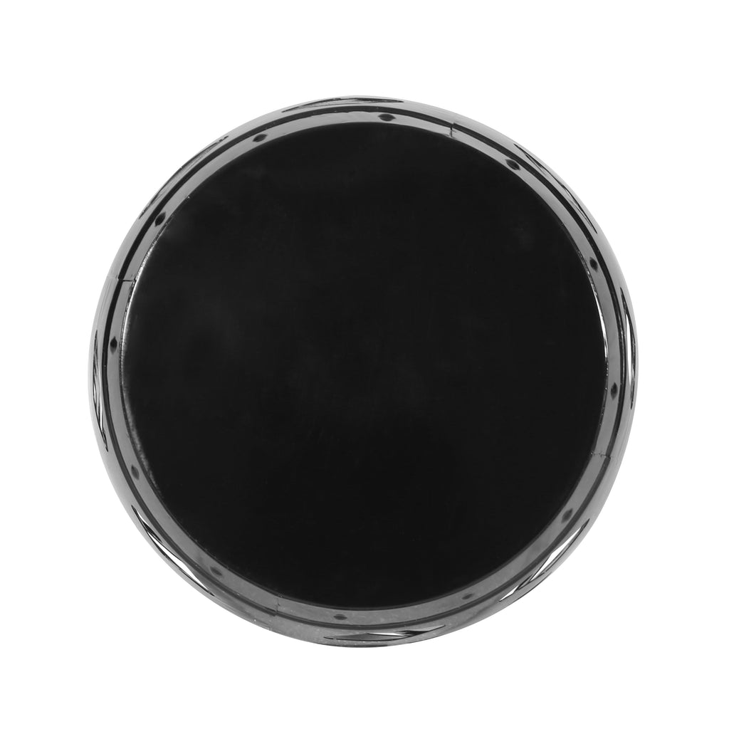 Modern Black Iron End Table with Floral Iron Cut Design, 16.54 x 16.54 x 20.47 Inches