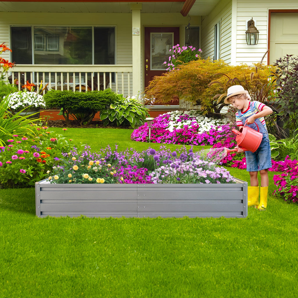 6x 3 x 1 ft (1 pack) Metal Garden Bed,Outdoor Planter Box Metal Patio Kit Planting Bed for Vegetables Flowers Herb,Grey