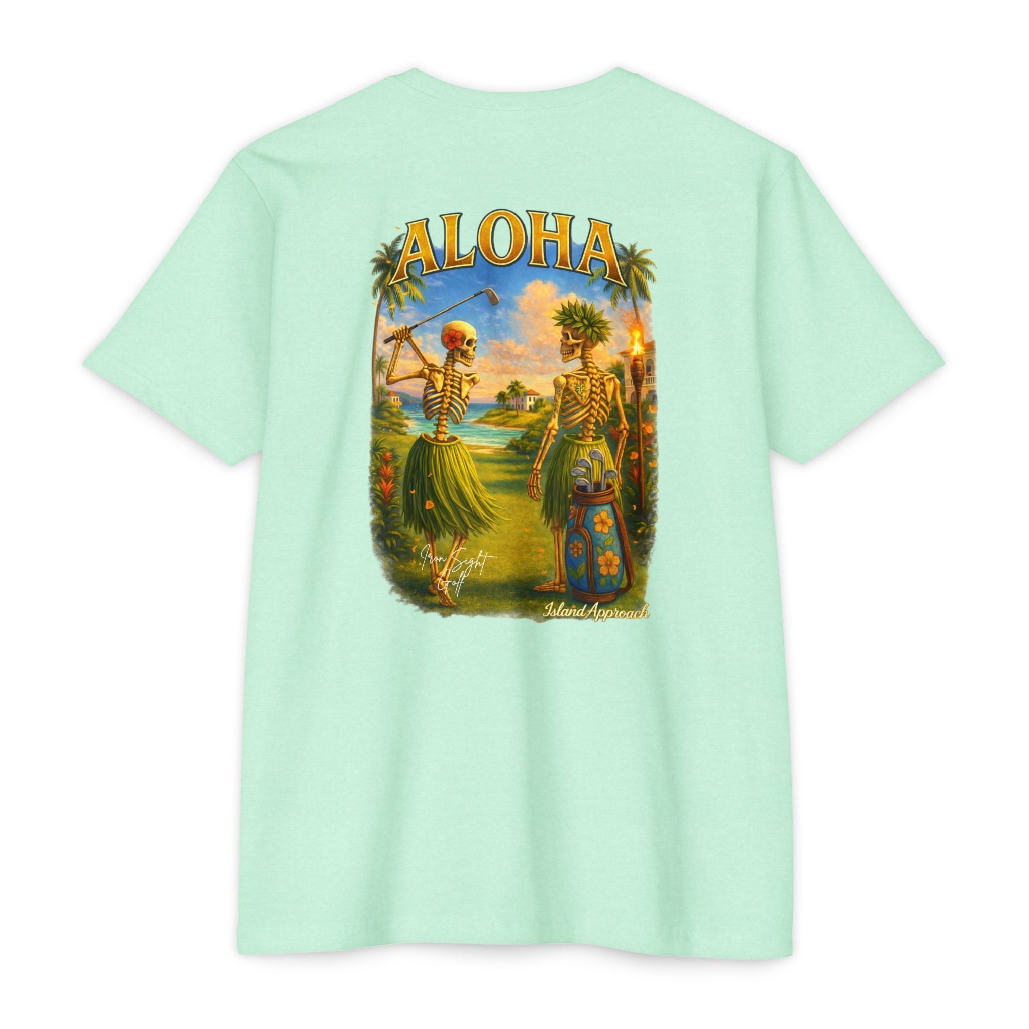 Aloha Island Skeleton Hawaiian Couple Golf T-Shirt