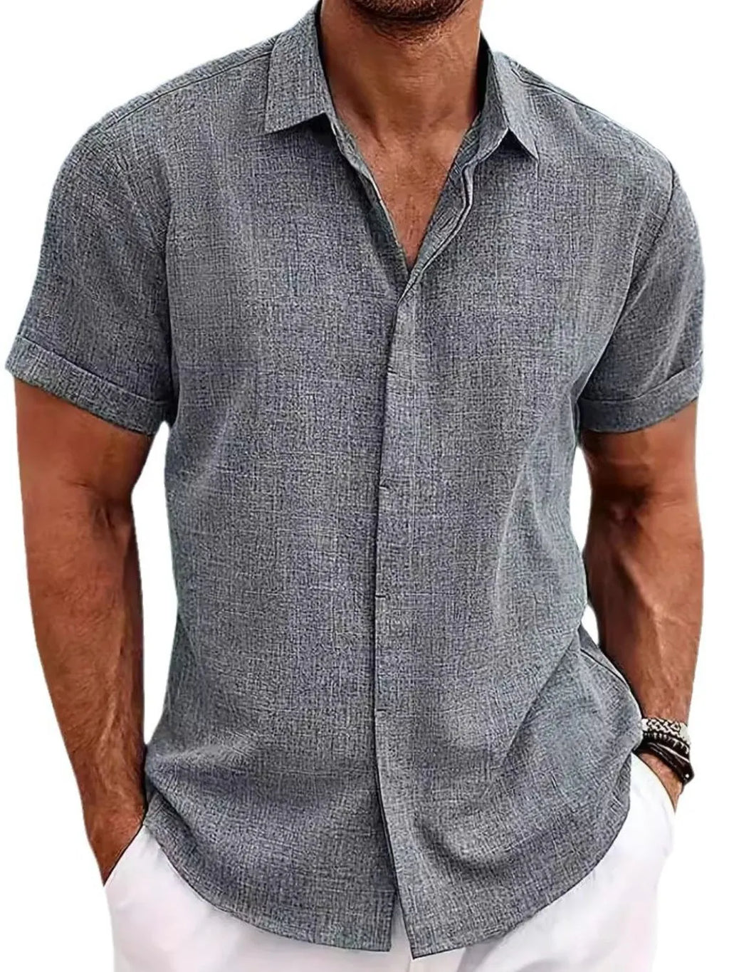 Collared Neck Short Sleeve Shirt Plus Size