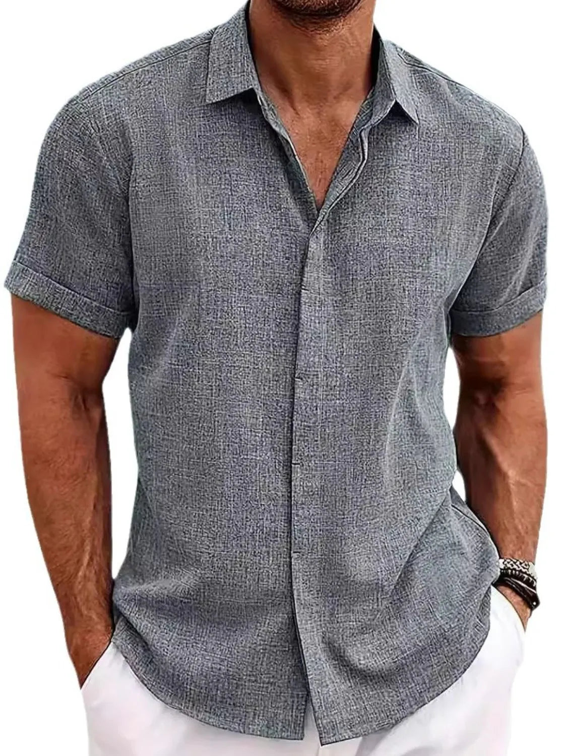 Collared Neck Short Sleeve Shirt Plus Size