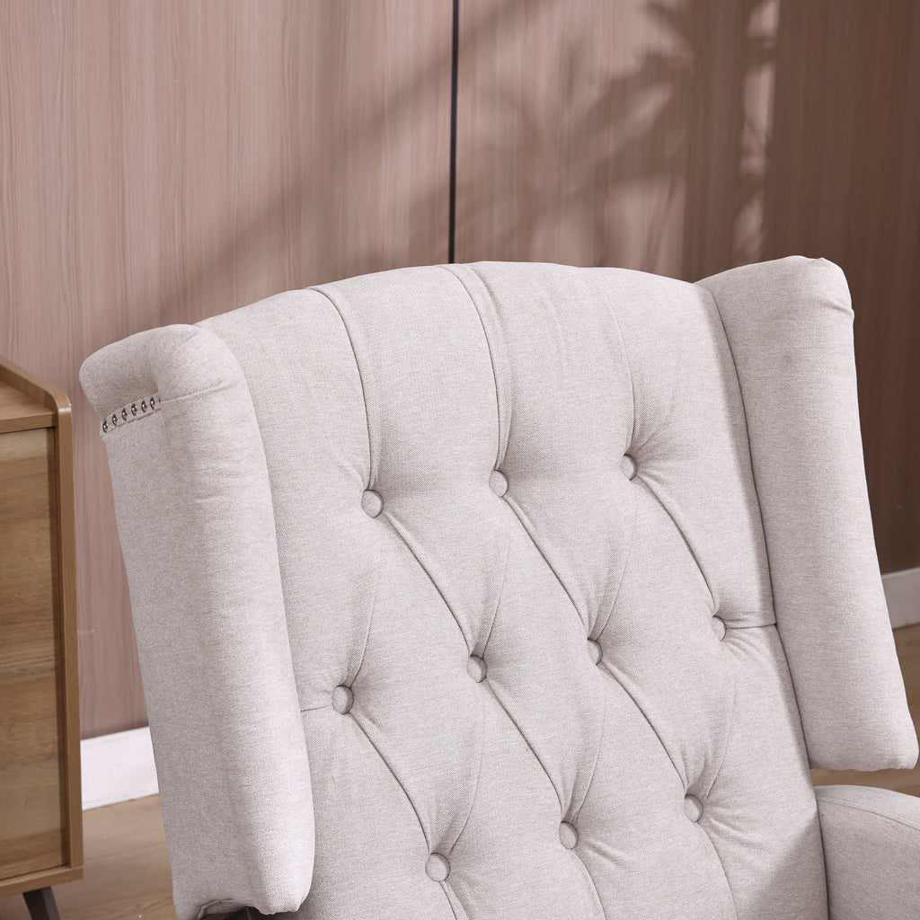 COOLMORE Rocking Recliner Chair,360 Degree Swivel Nursery Rocking Chair,Glider Chair,Modern Small Rocking Swivel Recliner Chair for Bedroom,Living Room Chair Home Theater Seat (Beige)