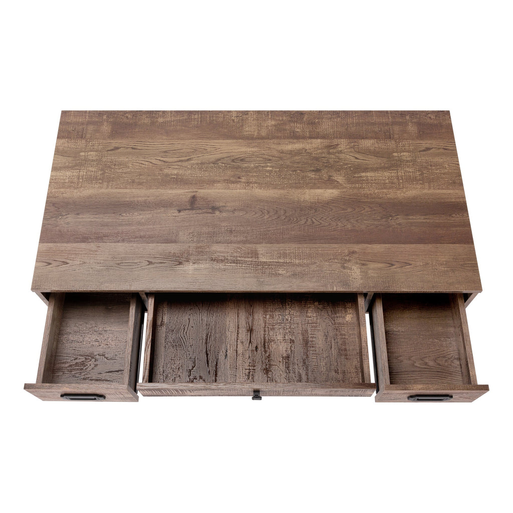 Computer Desk, Home Office, Laptop, Storage Drawers, 48'l, Work, Brown Laminate, Black Metal, Transitional