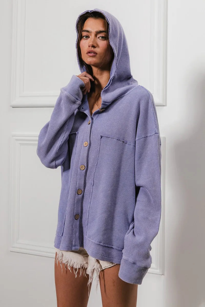 BiBi Washed Waffle Thermal Hooded Jacket