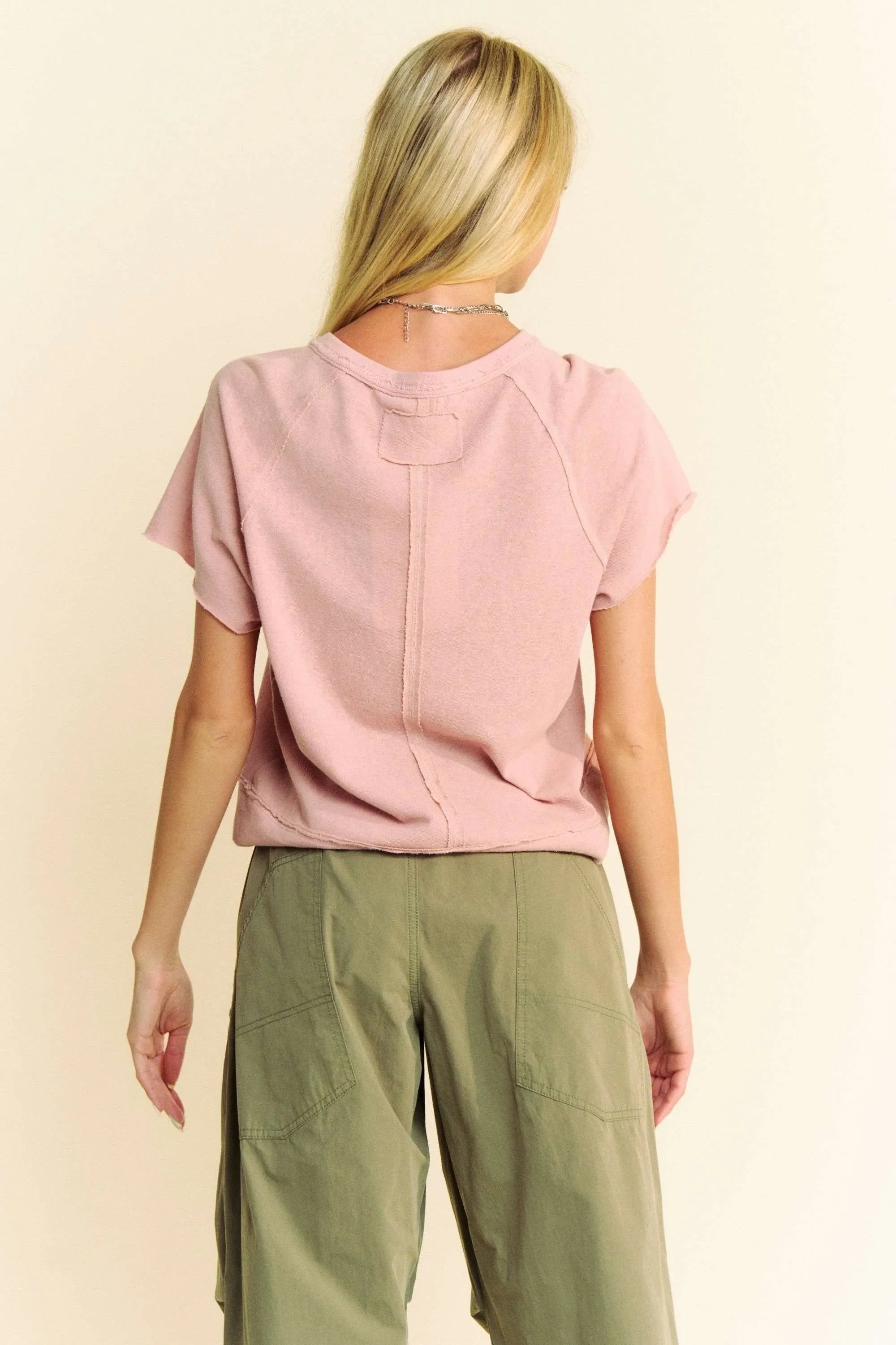 Davi & Dani Breezy Knit Fabric Short Sleeve T-shirt Top