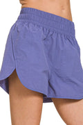 Zenana Windbreaker Smocked Waistband Running Shorts