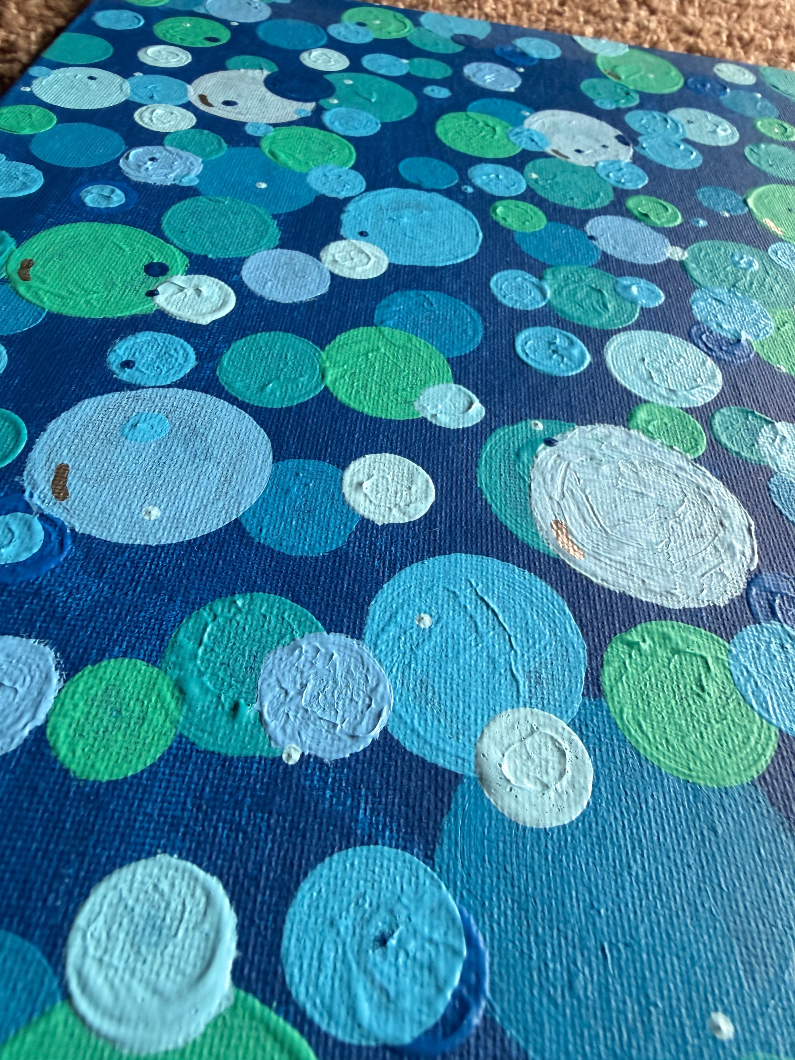 Blue Dot Painting 10x10 - Original Abstract Art