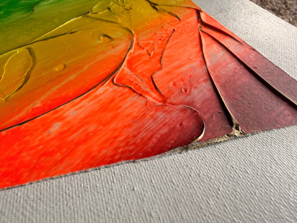 Rainbow Plaster Painting 9x11 - Textured Original